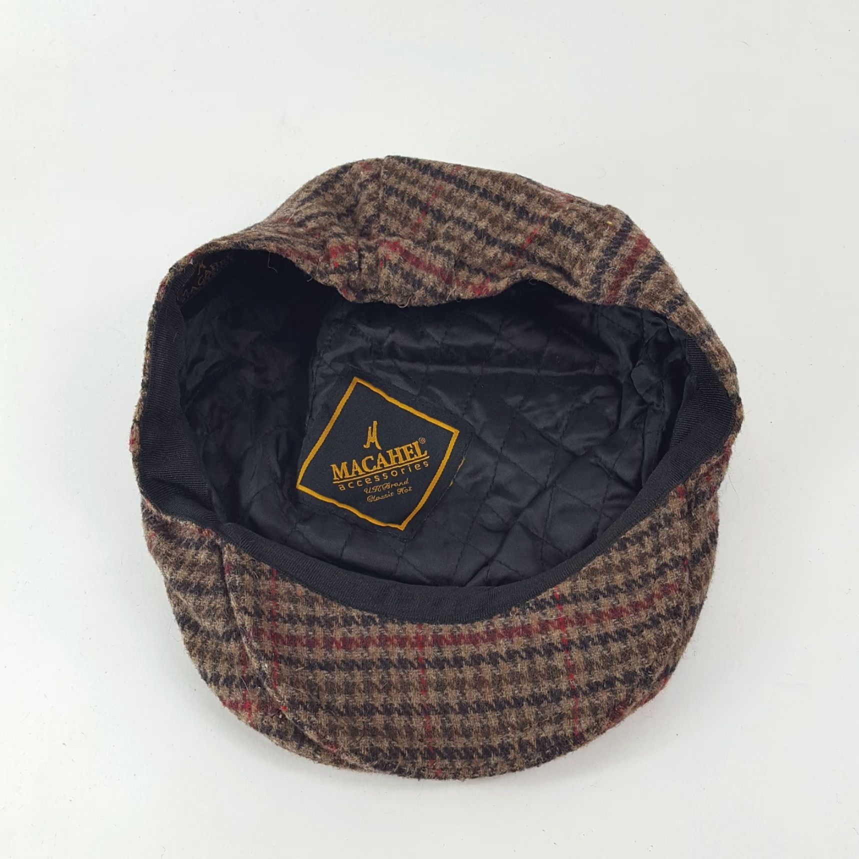 Vintage VINTAGE Macahel Houndstooth Plaid Newsboy Cap Size Medium Brown Tweed 90s Mens Size ONE SIZE - 6 Thumbnail