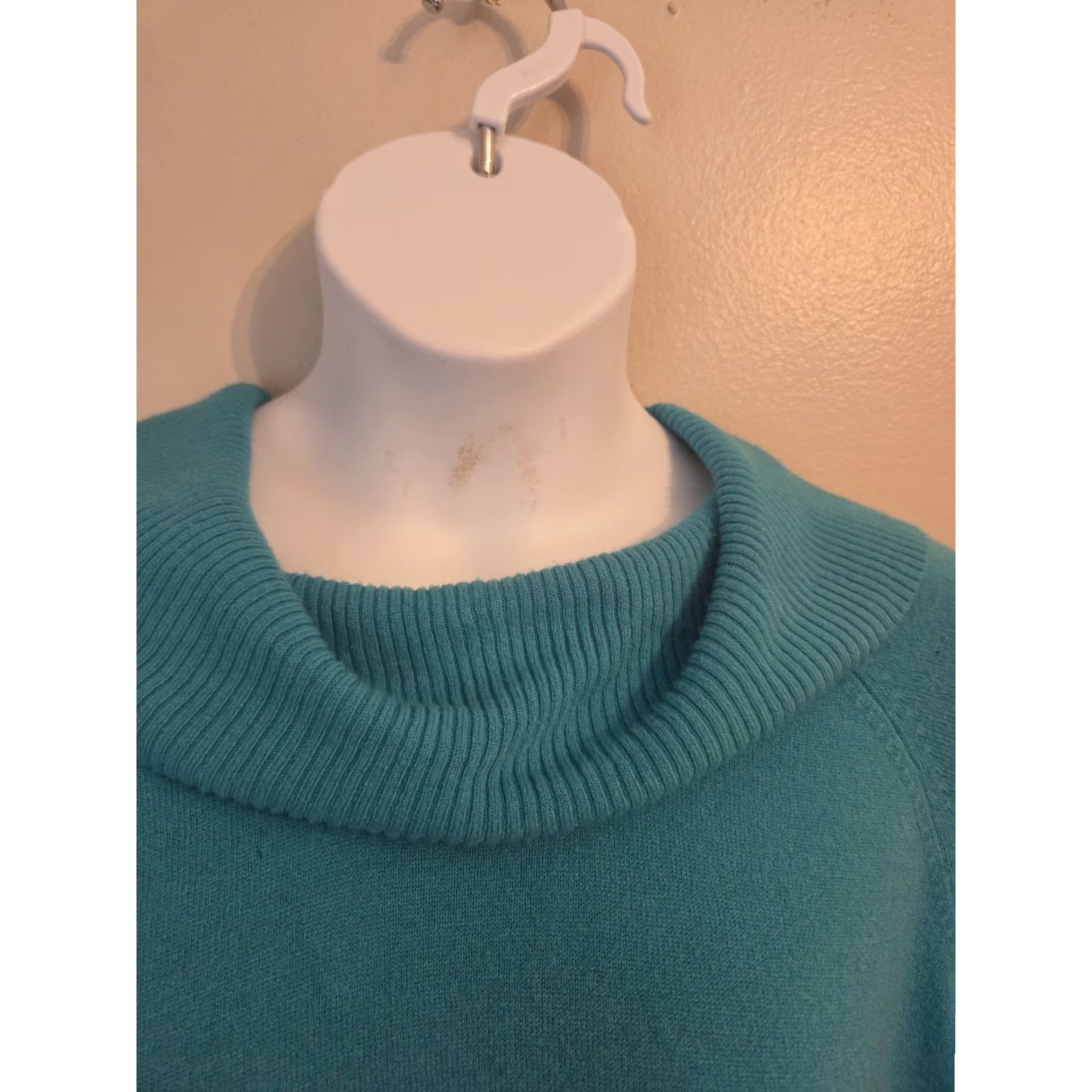 AQUA Liz & Me Aqua Blue Cowl Neck Dolman Sleeve Sweater 3X Womens Pullover Plus Size Knit Blue Dolman Sleeve Cowl Neck Solid Size XXL / US 16-18 / IT 52-54 - 4 Thumbnail