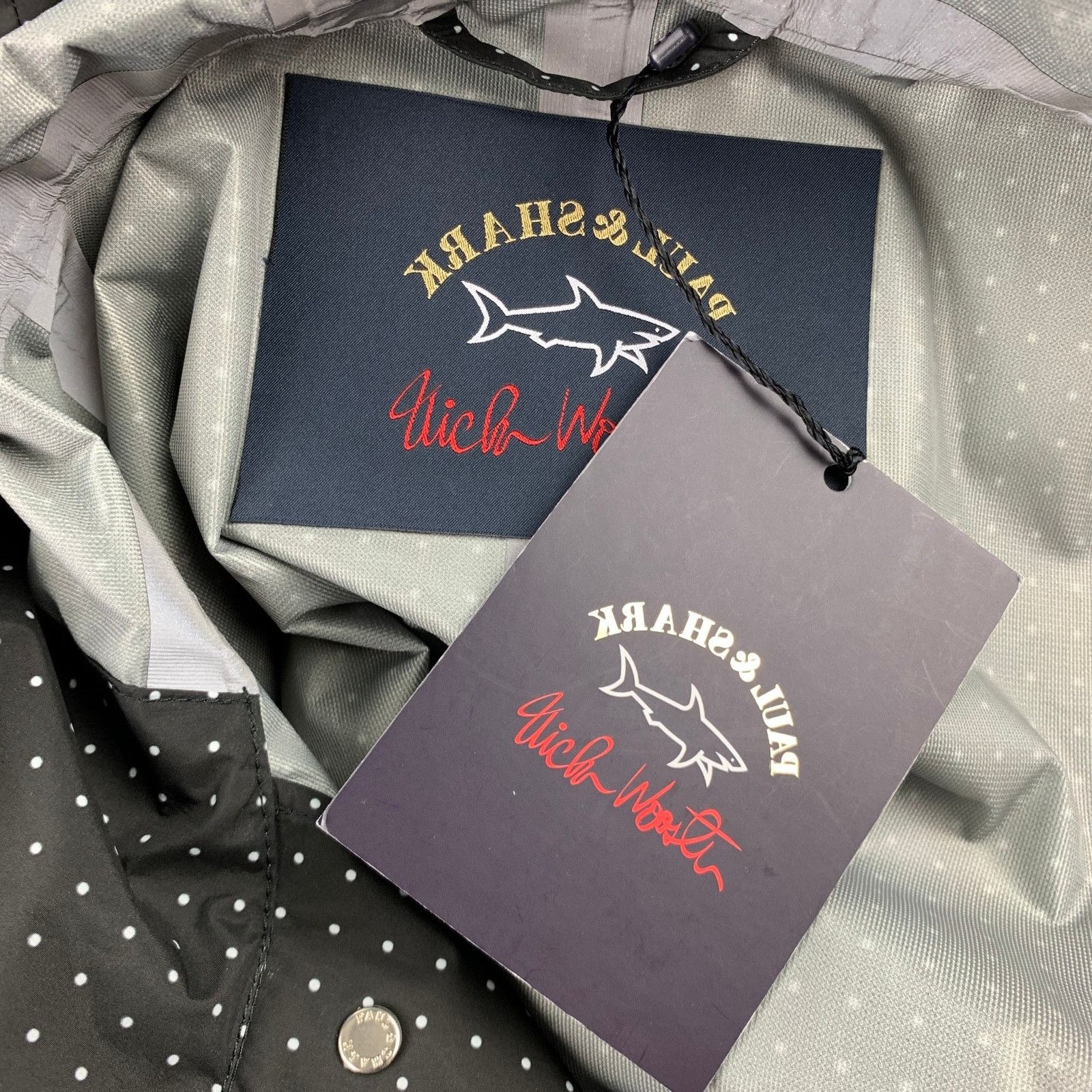 Paul & Shark M Black & White Dots Polyester / Nylon Oversized Raincoat Size US M / EU 48-50 / 2 - 5 Thumbnail