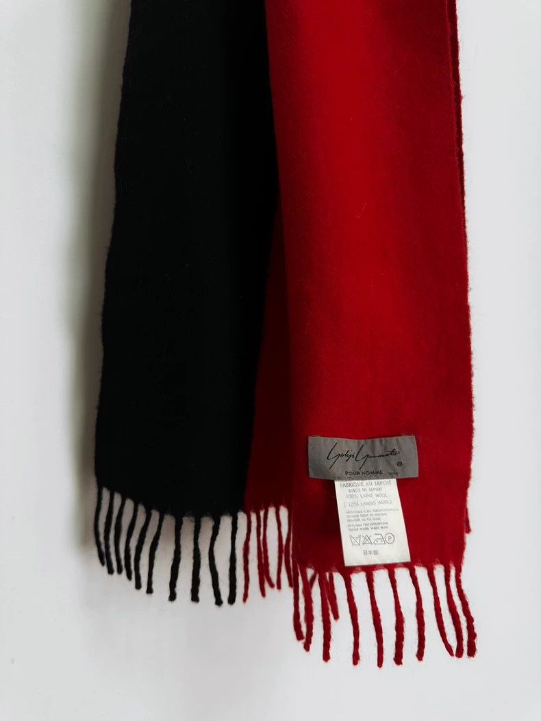 Yohji Yamamoto Yohji Yamamoto 90s Red and Black Wool Scarf 2505-Nextarrow Size ONE SIZE - 4 Thumbnail