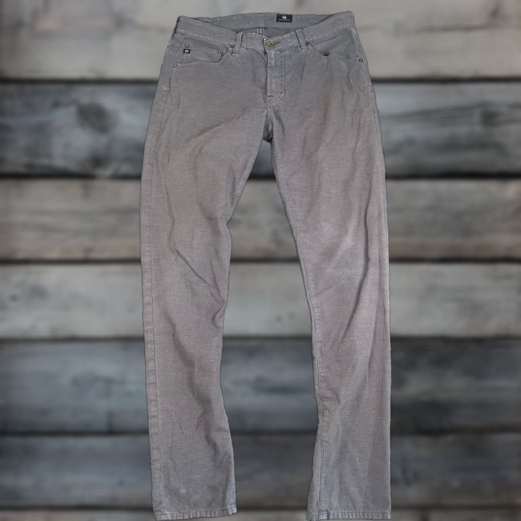 Vintage AG Adriano Goldschmied Chino Pants Men 34 Regular Gray Stretch Tapered Leg Flat Front Zip Fly Pockets Vintage No Size US 34 / EU 50 - 1 Thumbnail