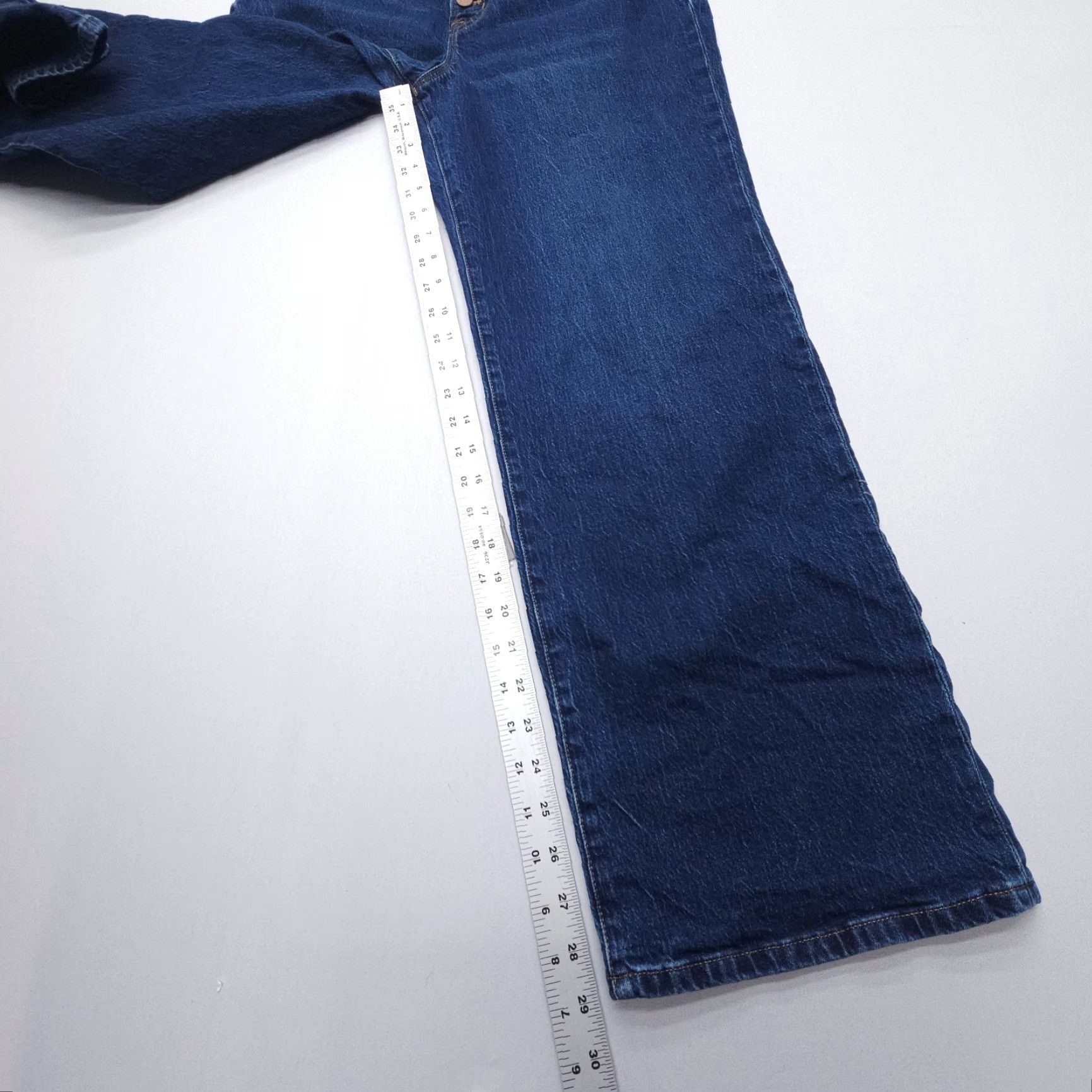 J.Crew J. Crew Jeans Womens 29 Wide-Leg Full Length Button Fly Dark Wash Denim Jeans Size 29" - 4 Thumbnail