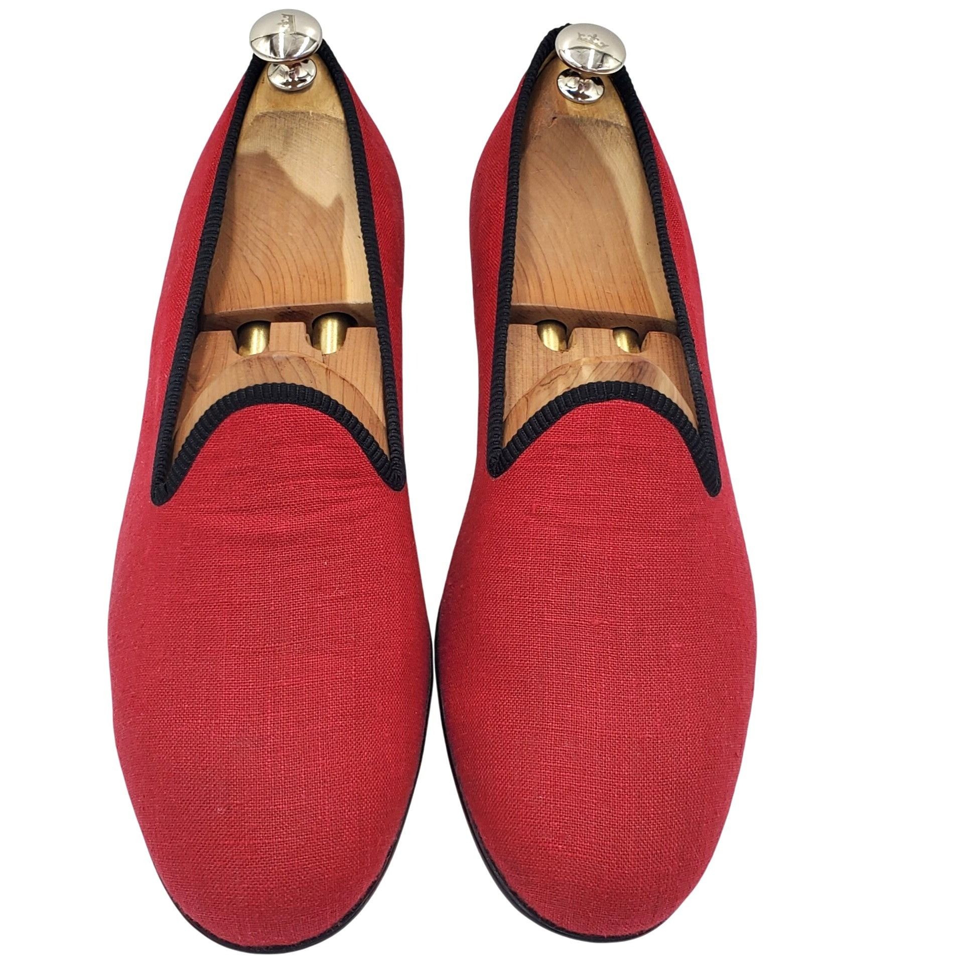 Del Toro Italy Del Toro Men's 10 Red Black Canvas Leather Slip on Loa Size US 10 / EU 43 - 2 Thumbnail