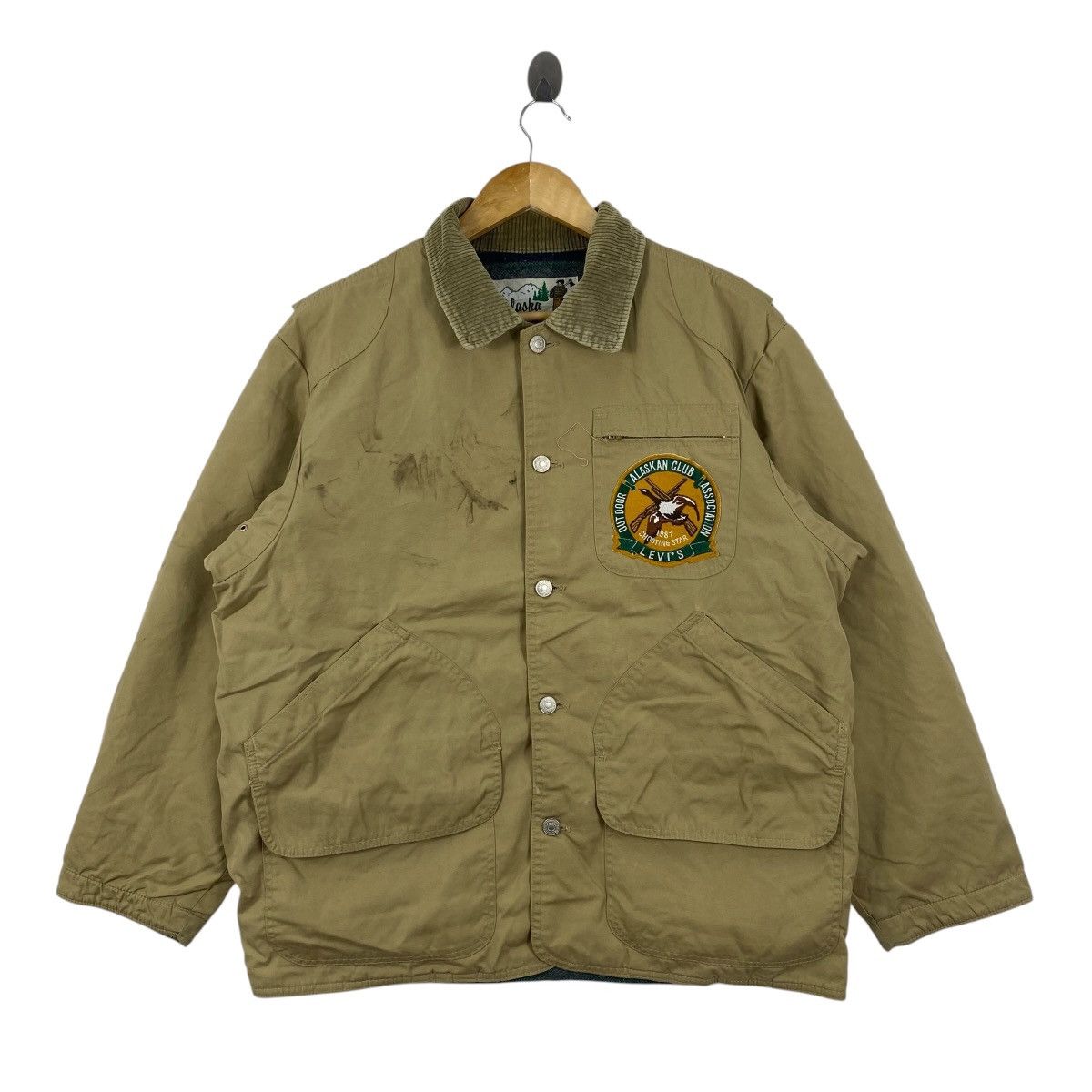 Levi's Vtg 80s Levi's Alaska Outdoor Club Blanket Jacket Khaki M Size US M / EU 48-50 / 2 - 1 Thumbnail