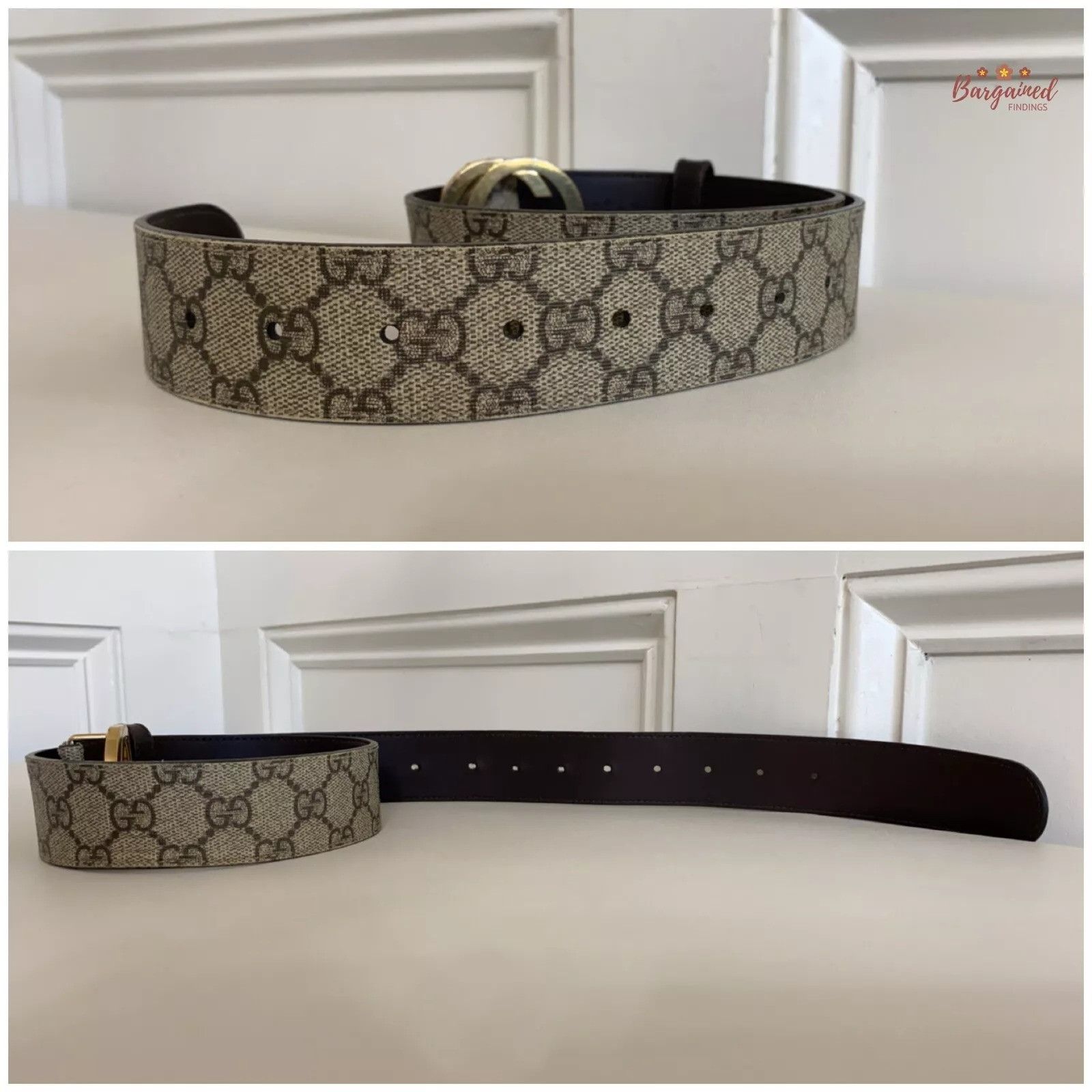 Gucci Gucci Brown GG Supreme Gold Interlocking G Buckle Belt Size 28 - 8 Thumbnail