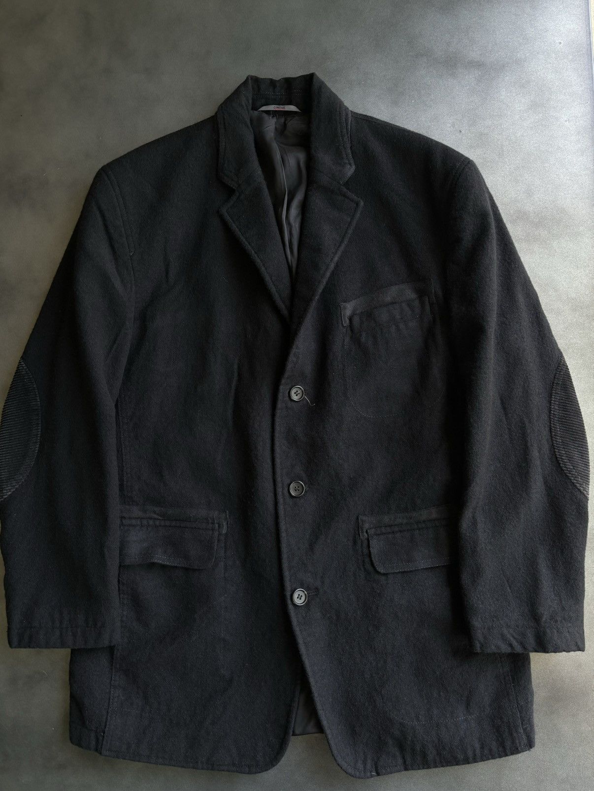 Designer × Other Clinique Black Wool Sports Coat 3 Button Blazer Corduroy 52 Size 44S - 2 Thumbnail