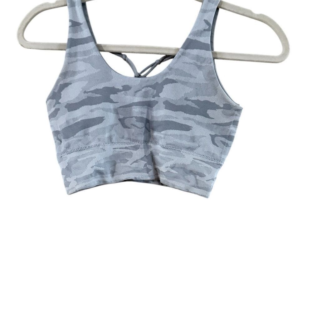 Other Gray Camouflage V-Neck Sports Bra Size S / US 4 / IT 40 - 1 Thumbnail