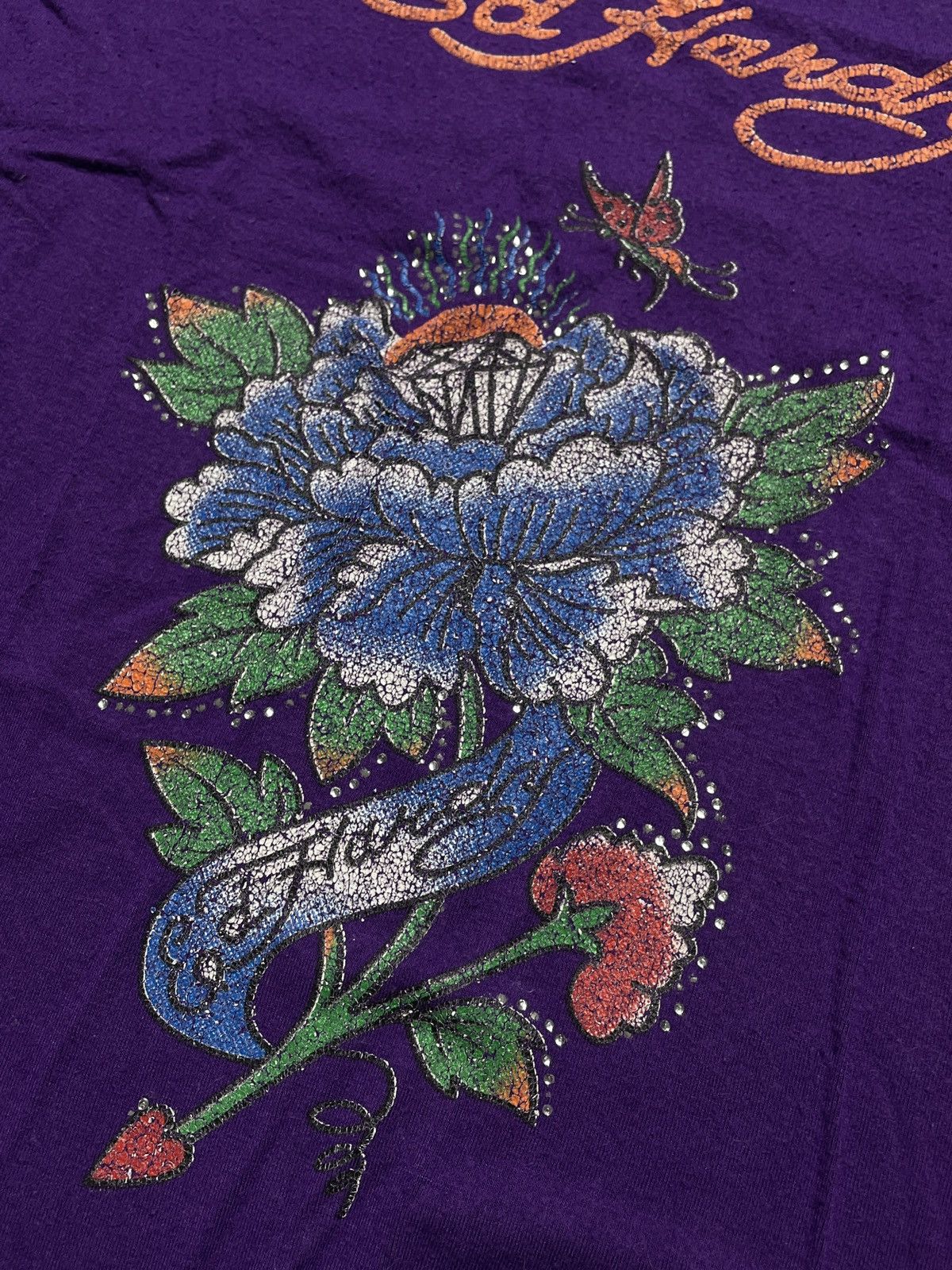 Christian Audigier ❗️RARE❗️Ed Hardy Vintage Y2K Tee Spellout Hype Rare Size XS / US 0-2 / IT 36-38 - 3 Thumbnail