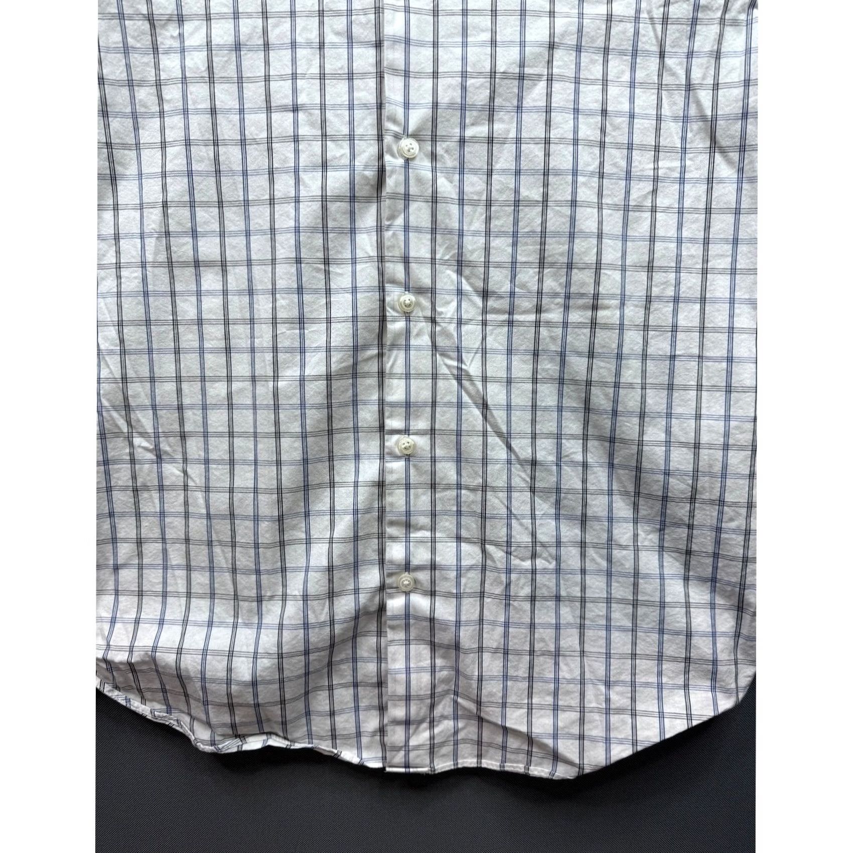 Perry Ellis Perry Ellis Men's L/G Button-Down Shirt Plaid Stretch Wrinkle Resistant Casual Workwear White Cotton Polyester Blend Long Sleeve Button-Up Size US L / EU 52-54 / 3 - 4 Thumbnail