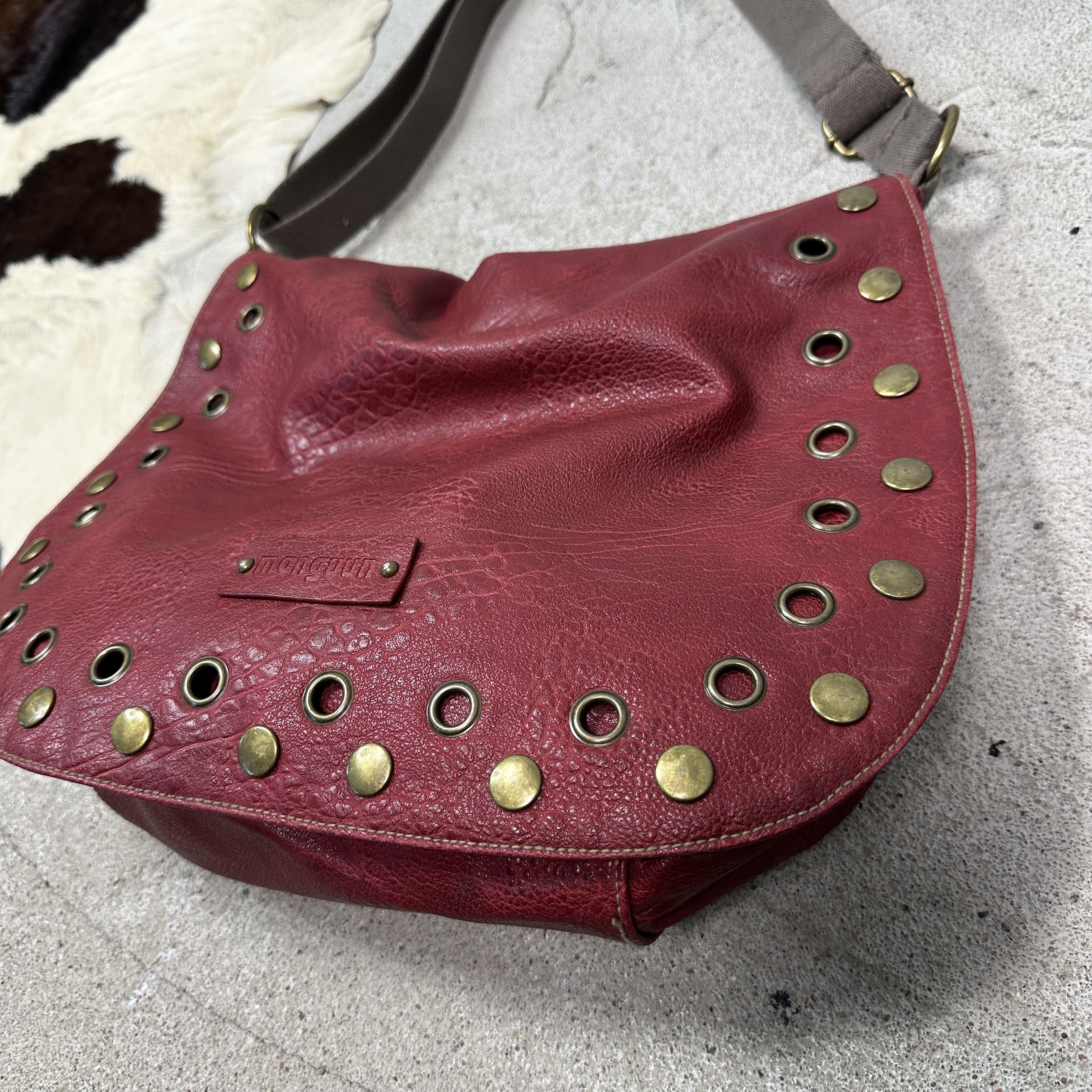 Vintage Vintage Leather Cherry Red Eyelets Bag Y2K Size ONE SIZE - 6 Thumbnail