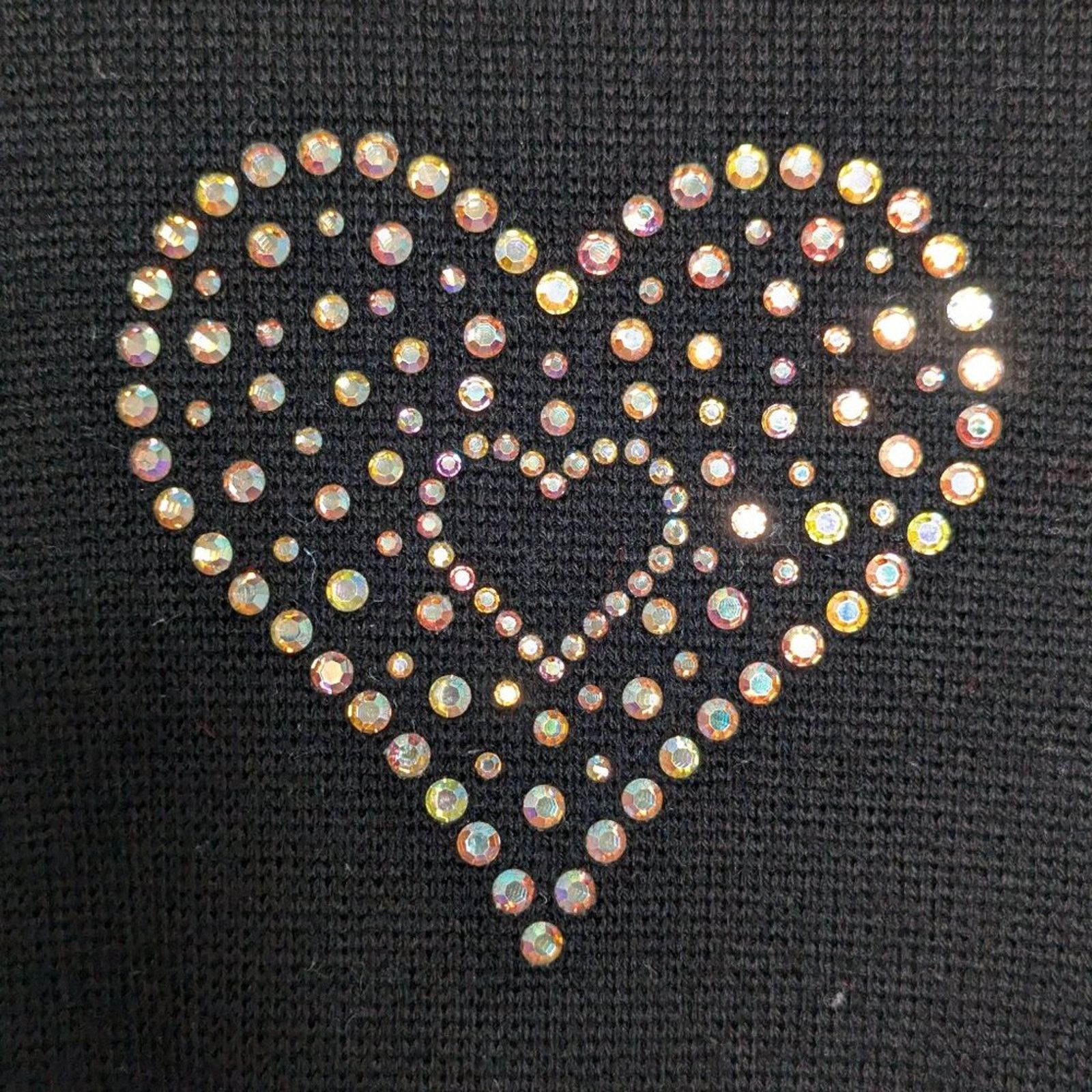 Vintage Vintage Meister Black Turtleneck Sweater Rhinestone Heart Size M / US 6-8 / IT 42-44 - 5 Thumbnail