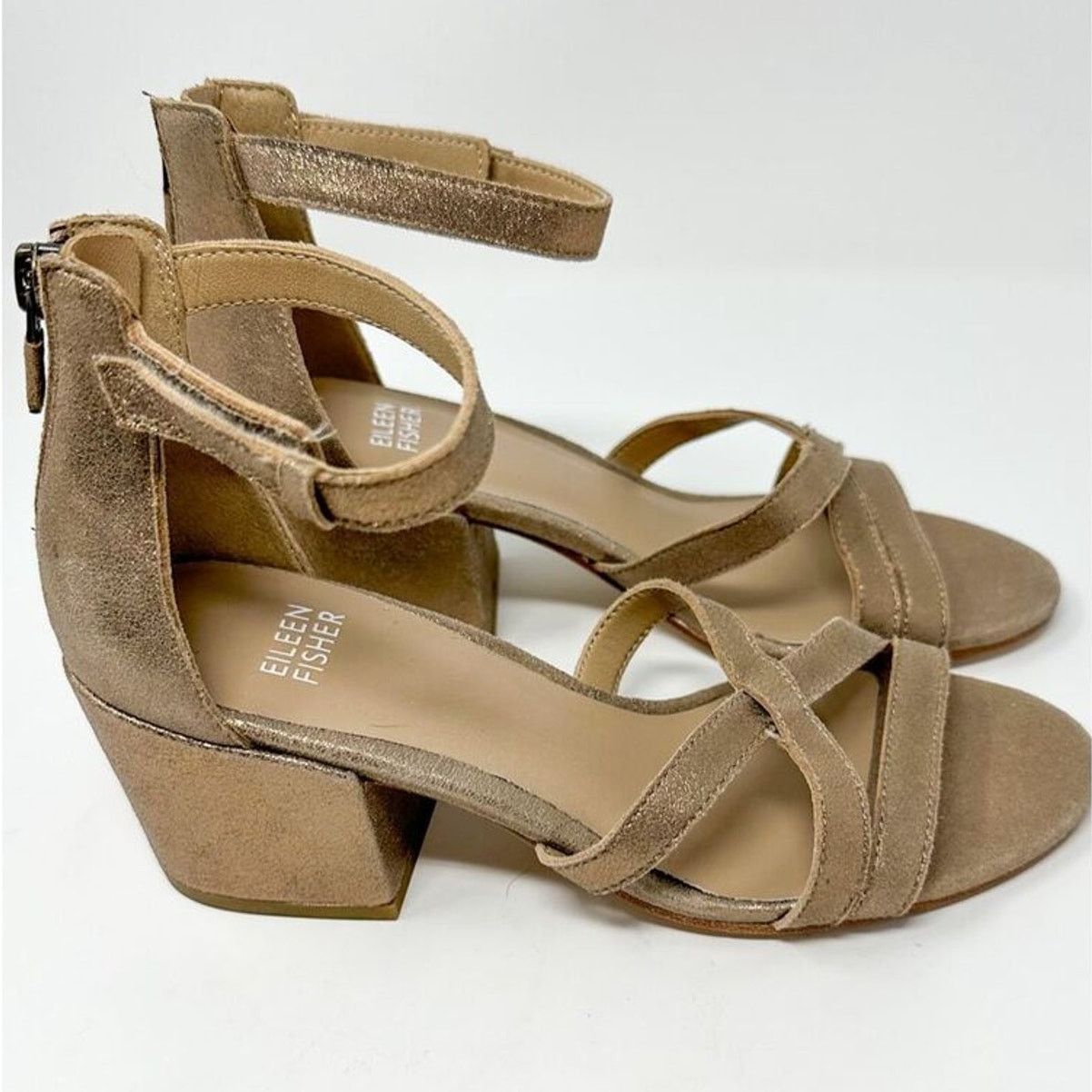 Eileen Fisher NWOT Eileen Fisher Noni Ankle Strap Sandals Bronze Size 5.5 Size US 5.5 / IT 35.5 - 1 Thumbnail