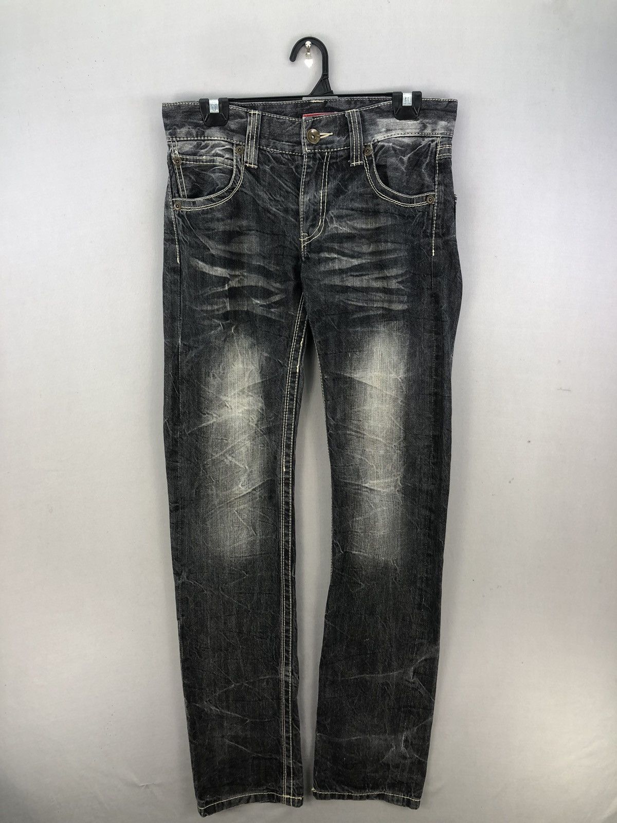 Japanese Brand Vintage 2000s Avail Crinkle Effect Dark Wash Denim -Tapered Size US 31 - 1 Thumbnail