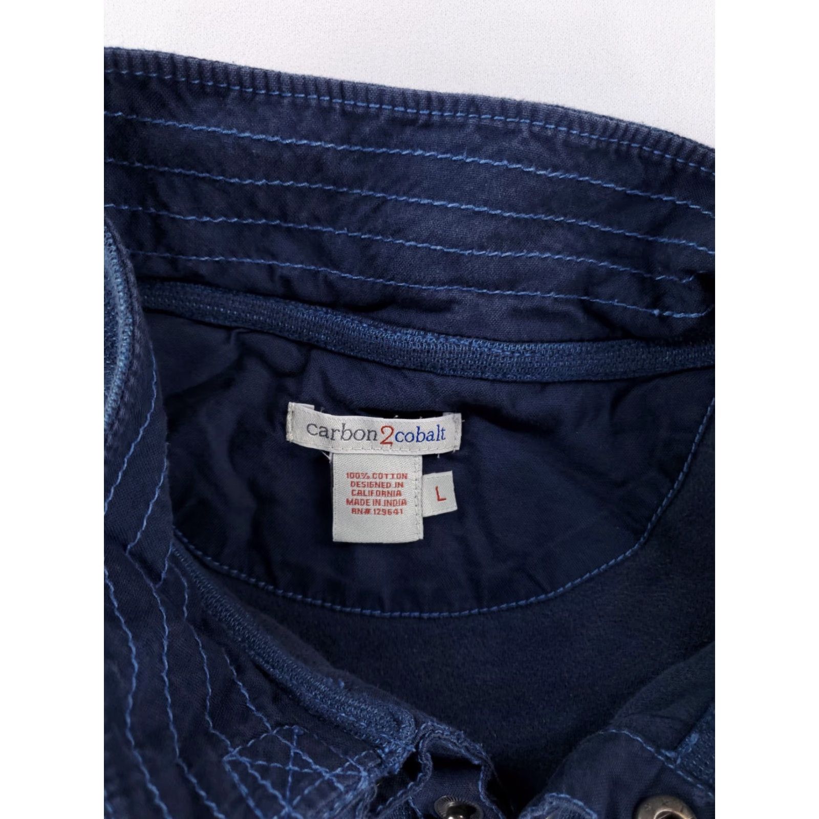 Carbon2Cobalt Carbon 2 Cobalt Sweatshirt Pullover Henley 4 Button Banded Collar Blue Mens L Size US L / EU 52-54 / 3 - 2 Thumbnail