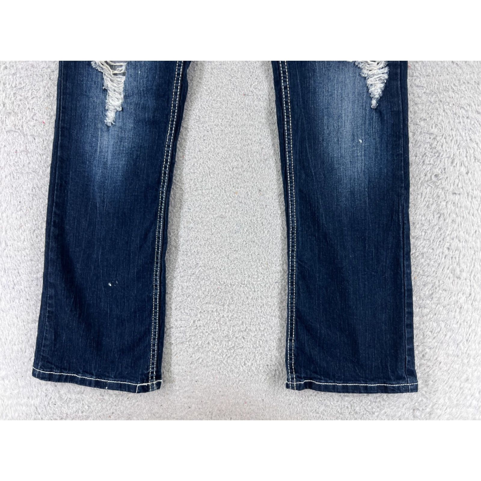 Vintage VINTAGE Rue21 Women's Jeans Pants 5 Blue Denim Low Rise Distressed Bootcut Slim Fit 31in Inseam Size 27" / US 4 / IT 40 - 2 Thumbnail