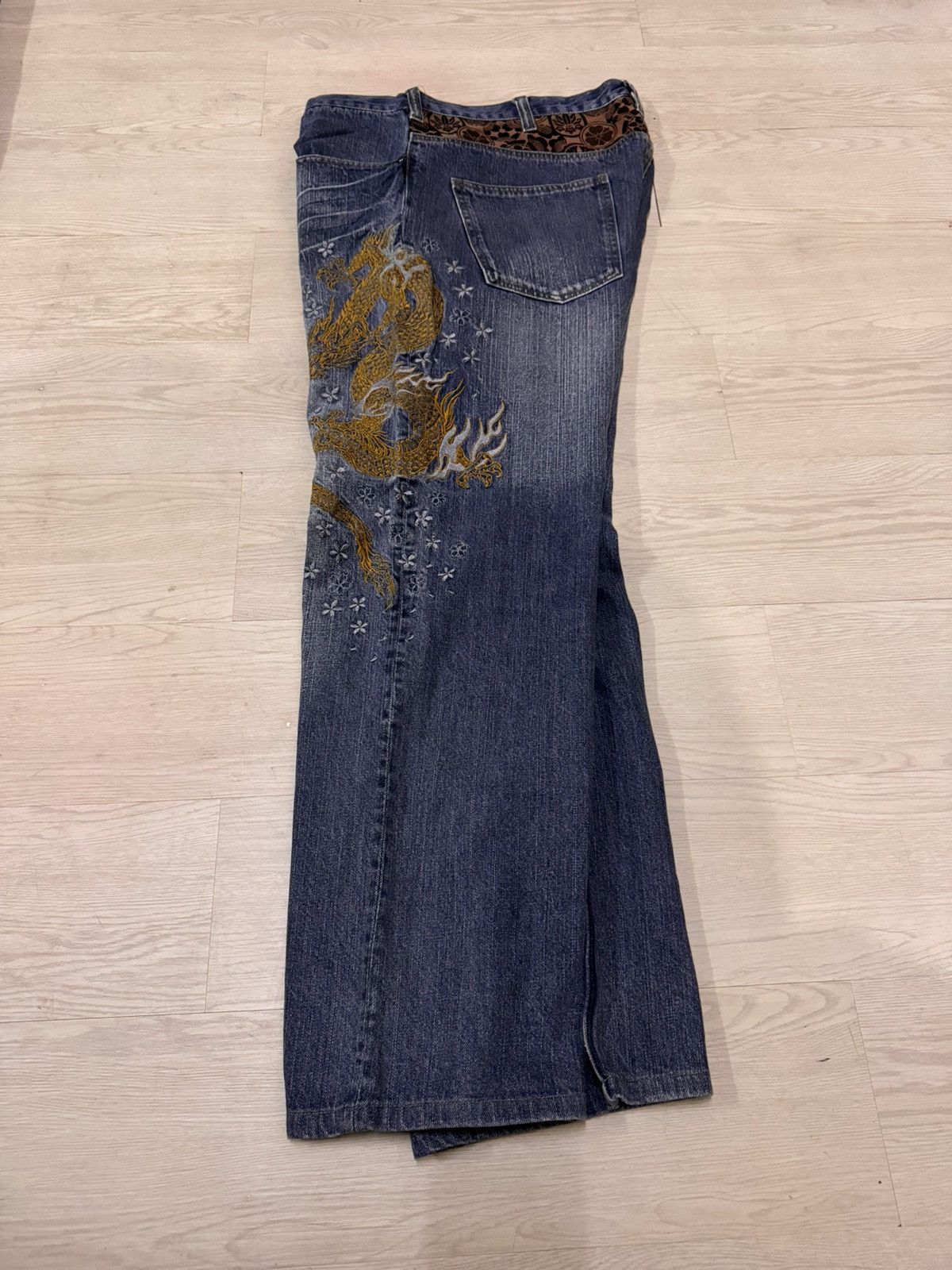 Japanese Brand Koi Dragon Sukajan Japan Jeans Embroidered Size 42” Size US 42 / EU 58 - 2 Thumbnail
