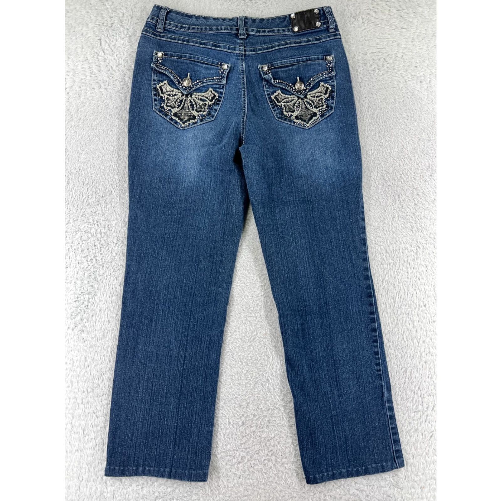 Vintage Style&Co Jeans Womens 8P Black Denim Bootcut Low Rise 26x27 Cotton Blend 27 Inseam 5-Pocket Womens Jeans Men? Size 30" / US 8 / IT 44 - 2 Thumbnail