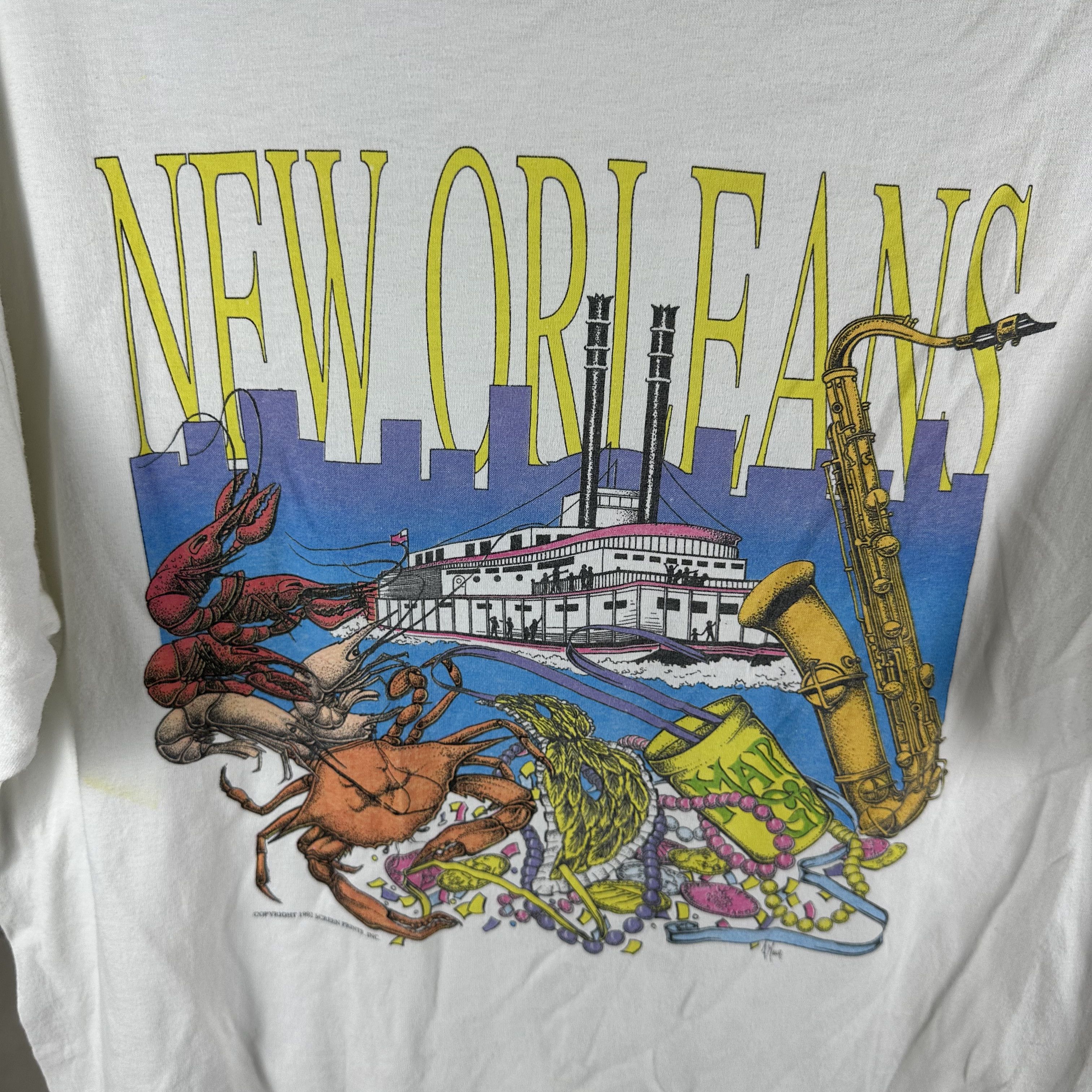Vintage Vintage 1992 New Orleans City Artwork Single Stitch T-Shirt Size US XL / EU 56 / 4 - 2 Thumbnail