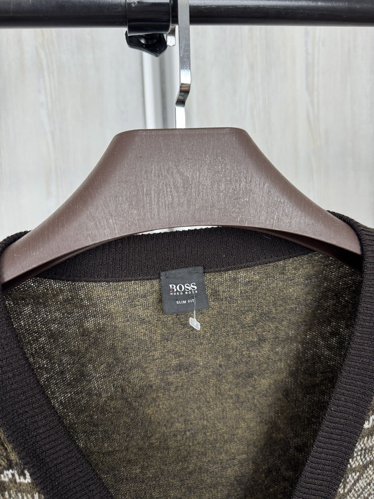 Hugo Boss Hugo Boss striped ornament wool alpaca angora silk cardigan Size US L / EU 52-54 / 3 - 9 Thumbnail