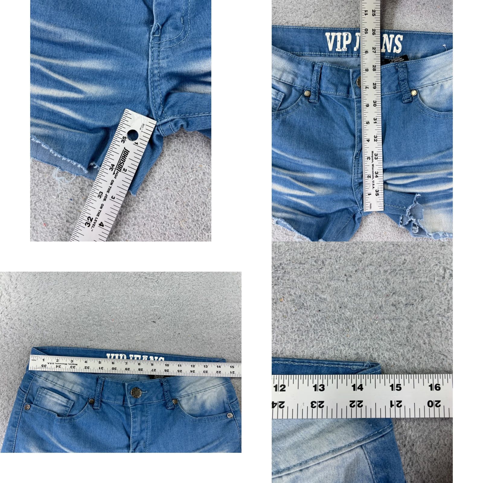 Vintage VIP Jeans Women's Denim Shorts Cut-Off Low Rise 28x3 Blue Cotton Blend 3" Inseam US Size 9 Regular Women's Casual Distressed 90s? Size 30" / US 8 / IT 44 - 8 Thumbnail