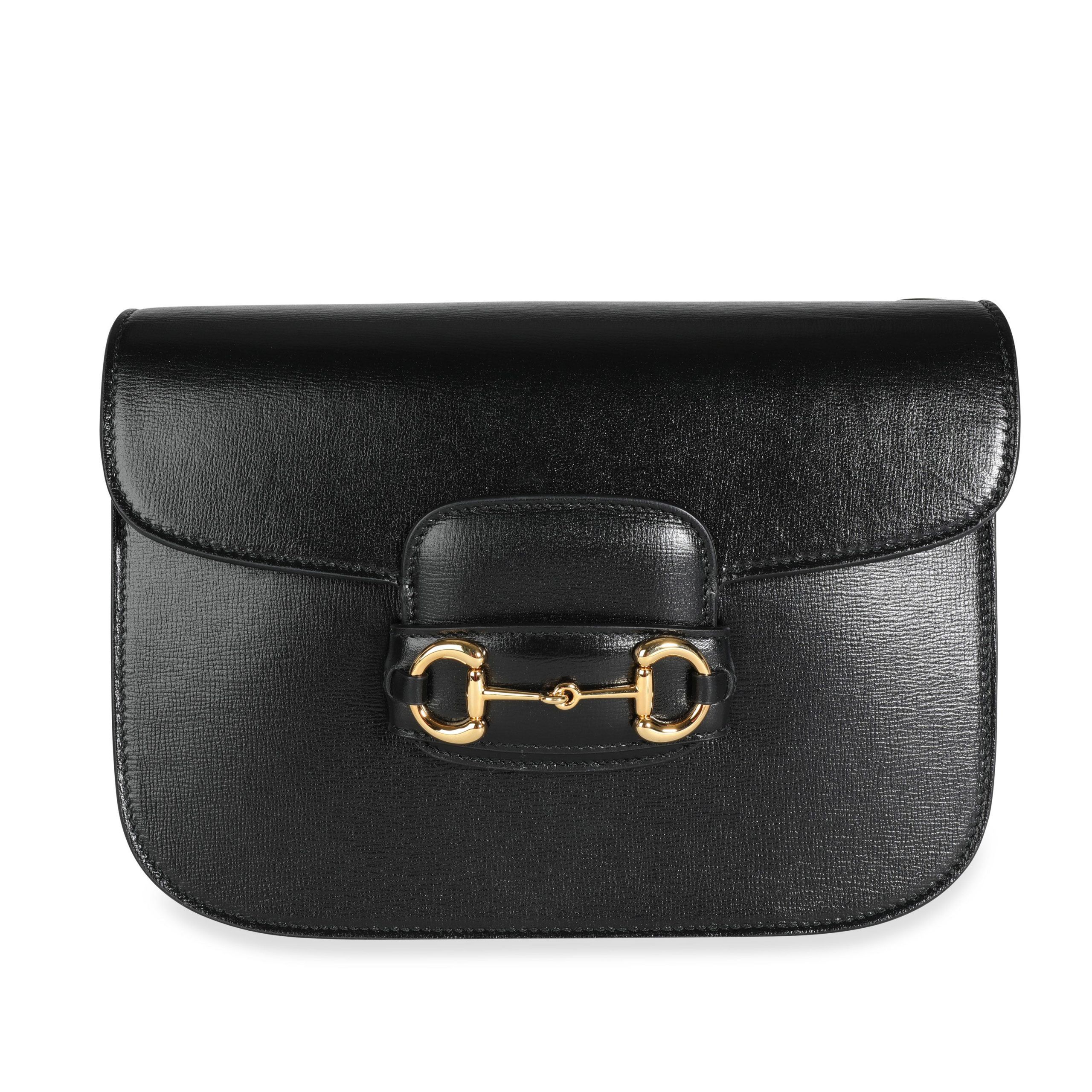 Gucci Black Textured Leather Horsebit 1955 Shoulder Bag