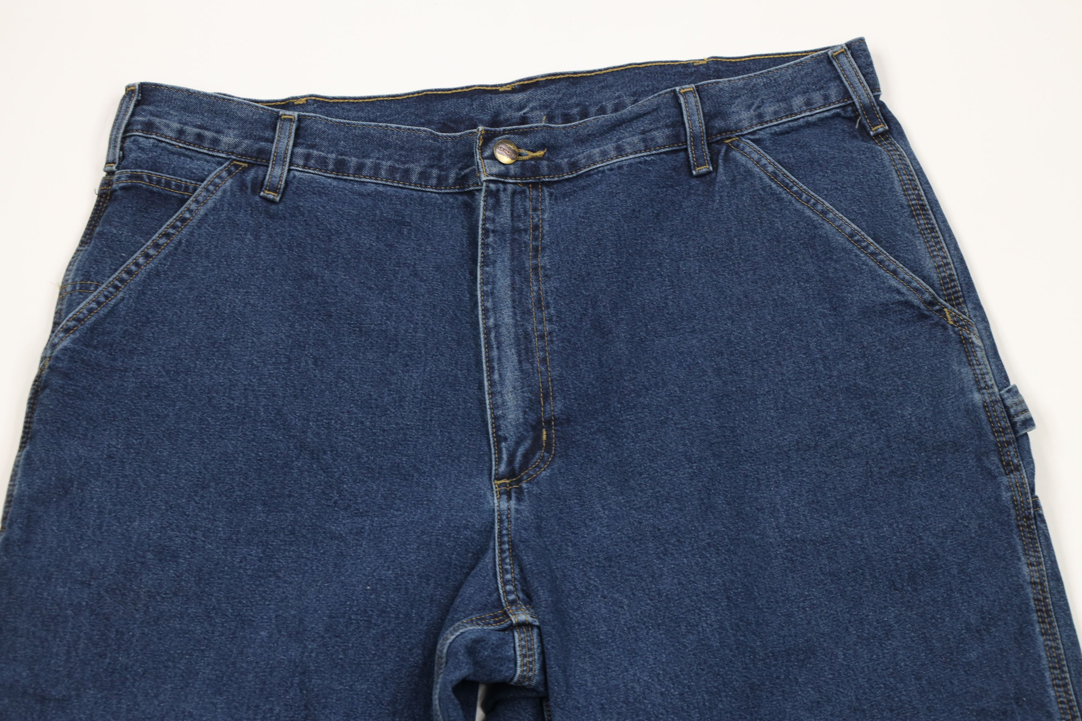 Carhartt × Vintage Vintage Carhartt Spell Out Wide Leg Dungaree Denim Jeans Size US 40 / EU 56 - 2 Thumbnail