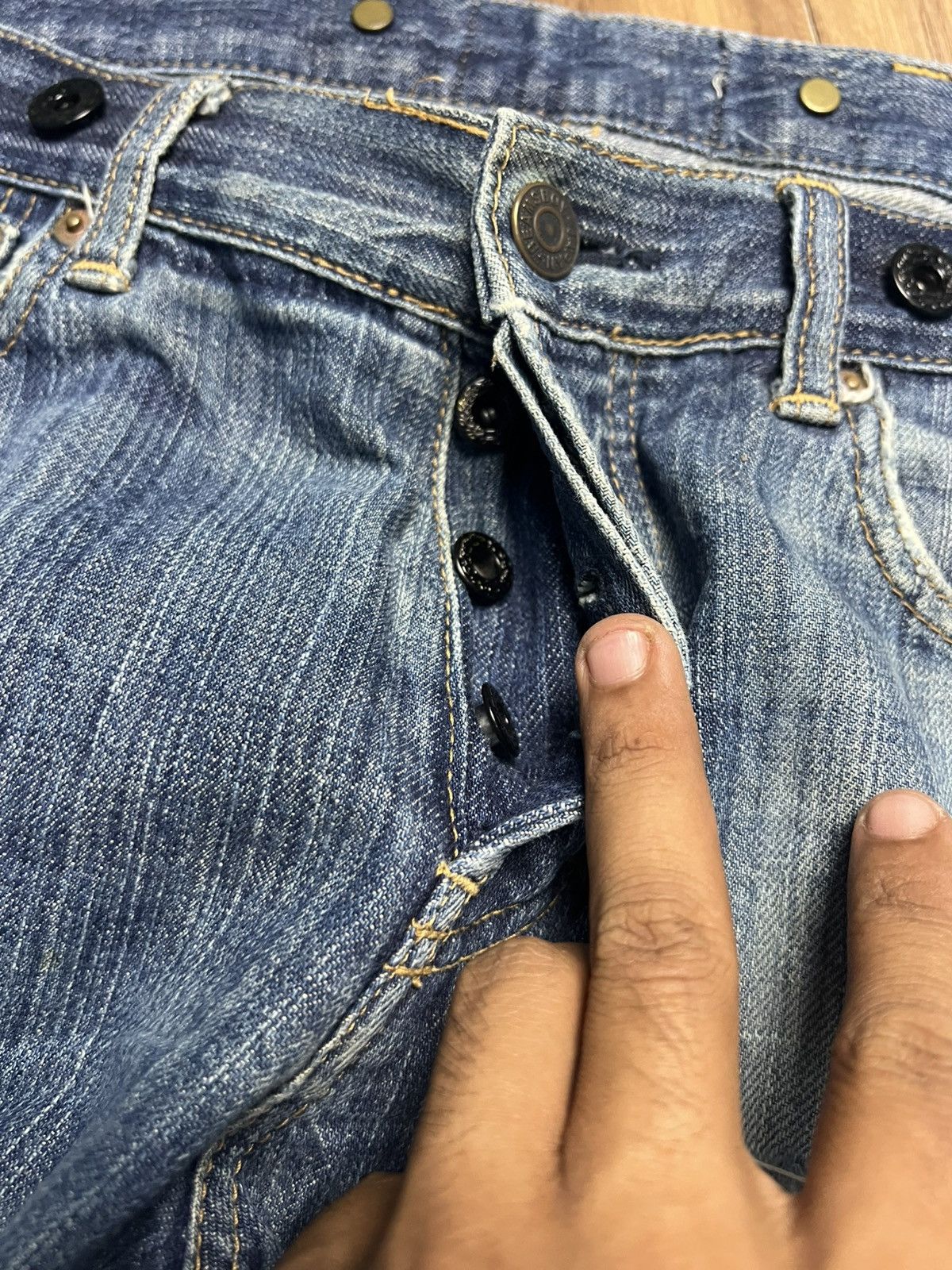 Beams Japan BEAMS BOY Japan Vintage Style Buckle Back Denim Jeans (45) Size 31" - 10 Thumbnail