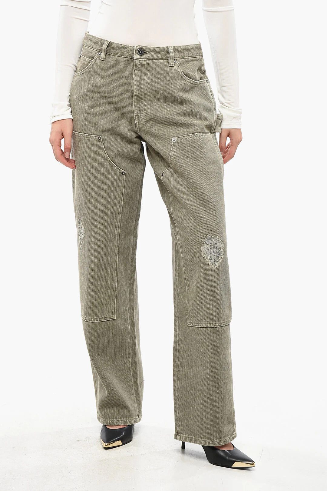 Golden Goose og1mm0426 5-Pocket Pant in Green Size 40" / US 18 - 1 Thumbnail