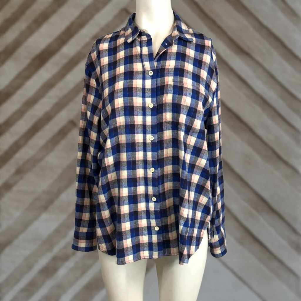 Madewell Madewell Womens Small Blue Pink Plaid Flannel Button Down Shirt Cotton Relaxed Size S / US 4 / IT 40 - 1 Thumbnail