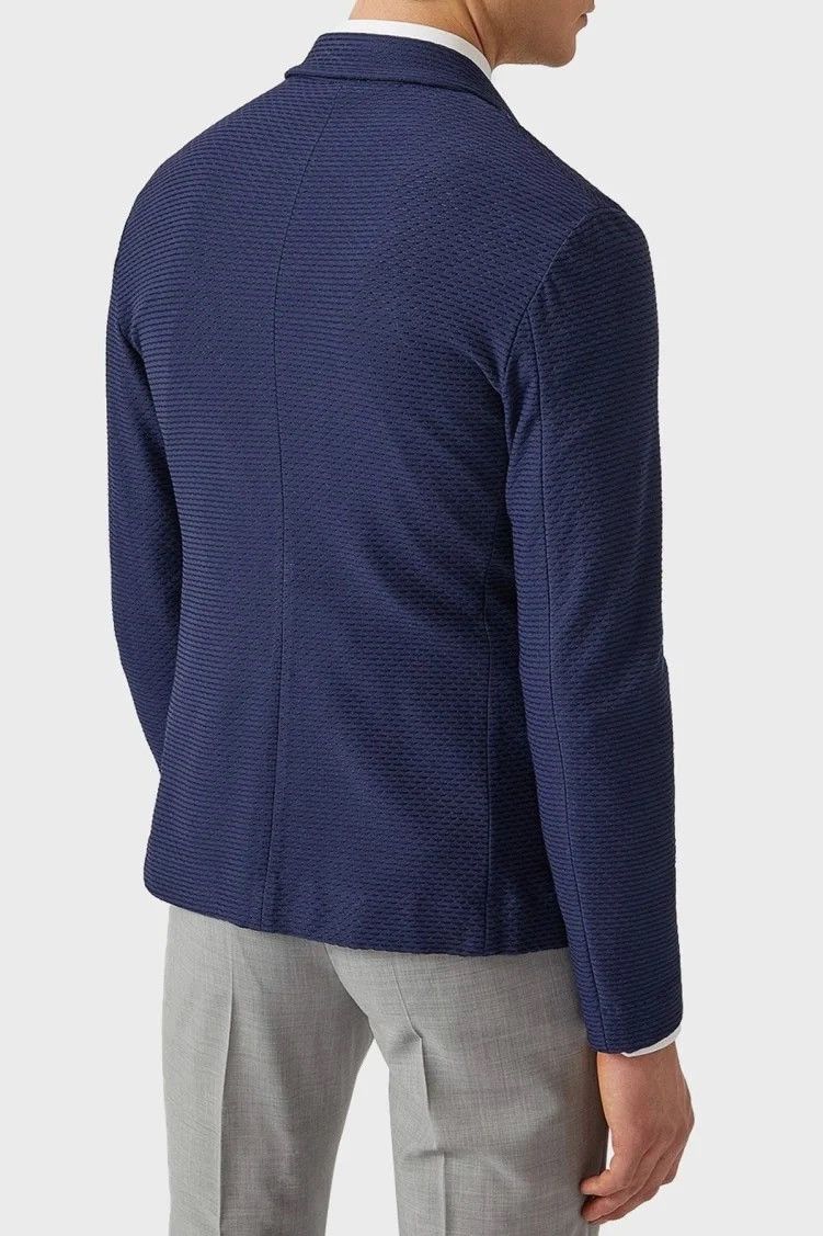 Emporio Armani Emporio Armani Textured Knit Blazers Navy Size US M / EU 48-50 / 2 - 2 Thumbnail