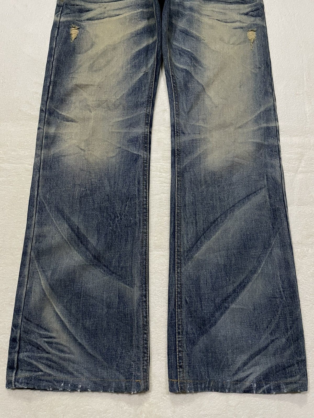 Japanese Brand Vintage Improves Boot Cut Distress Mudwash Denim Jeans Size US 31 - 3 Thumbnail