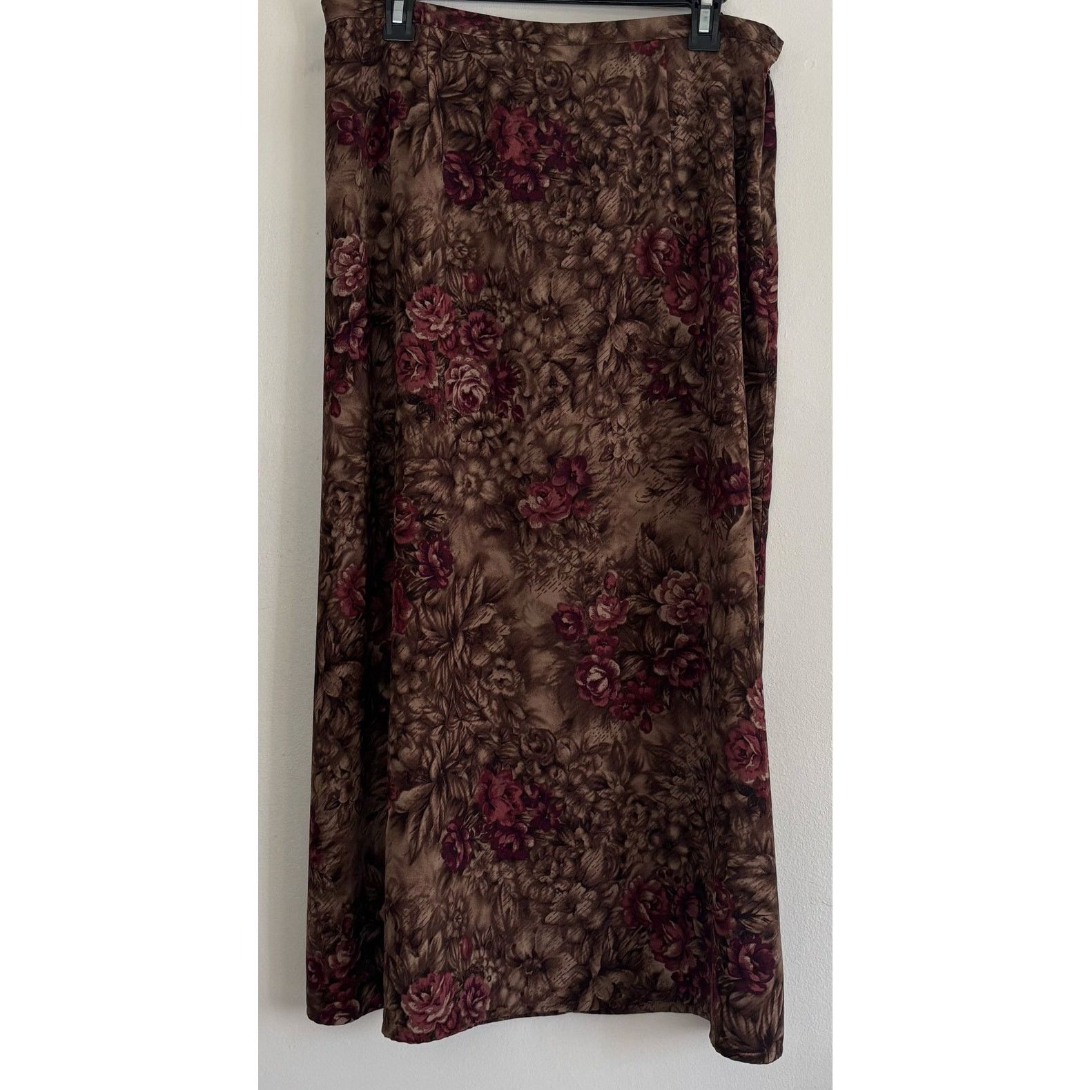 Other Laura Scott Floral Maxi Skirt Brown Vintage Print A-Line Size 33" - 1 Thumbnail