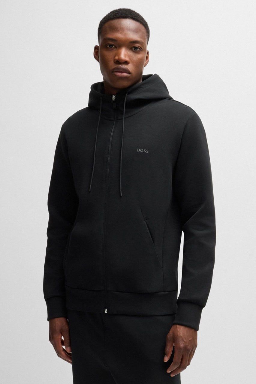 Hugo Boss Boss Through Saggy Black Logo Zip Pocket Hoodie Sweatshirt Size US L / EU 52-54 / 3 - 4 Thumbnail