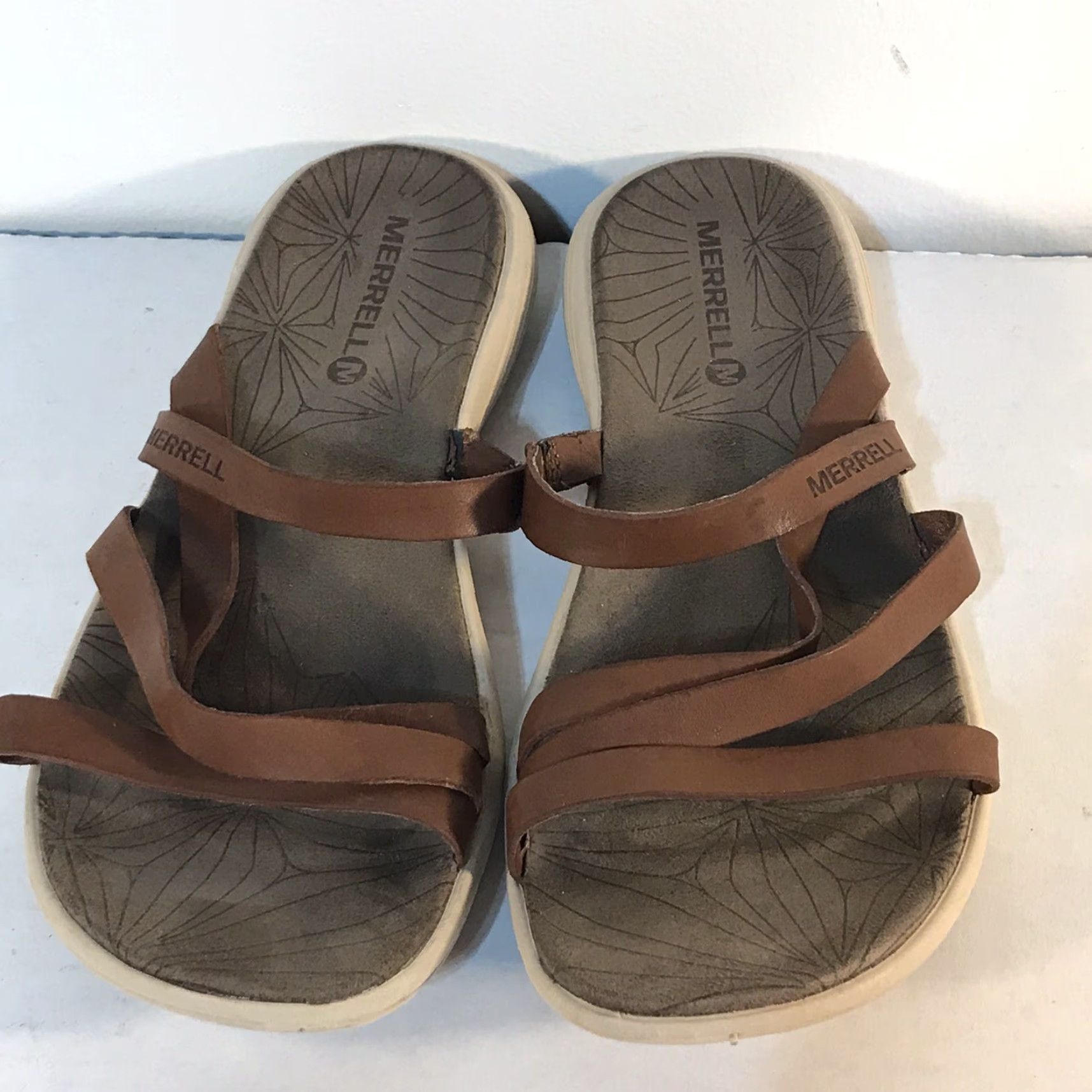 Merrell VIRGIN Merrell Oak Performance Leather Slides Womens Size 7 Brown Casual Comfort Summer Size US 7 / IT 37 - 2 Thumbnail