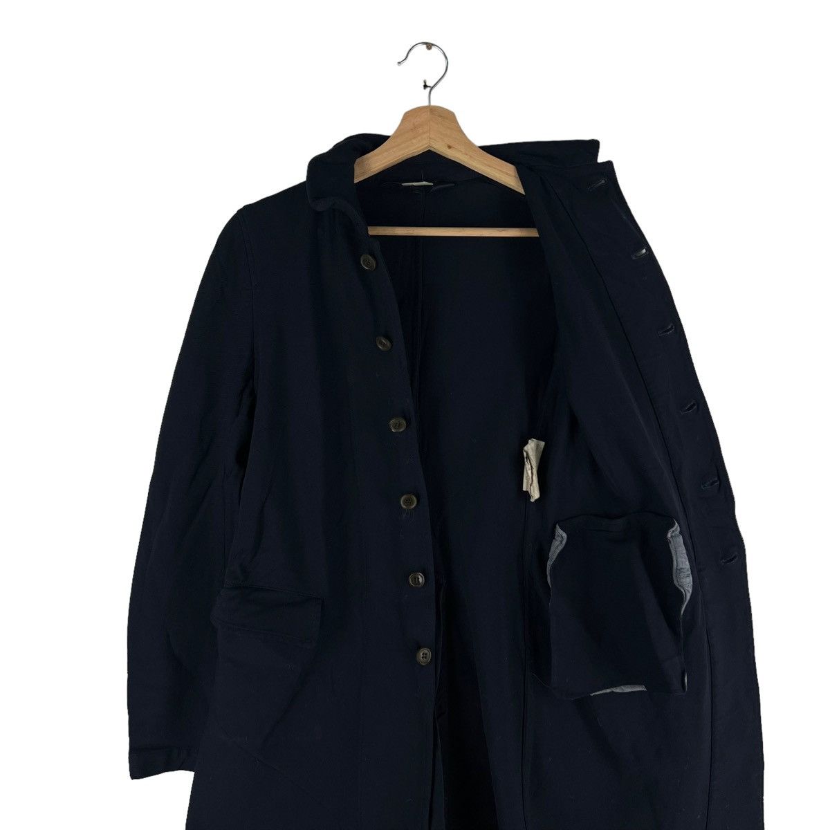Comme des Garcons 🔥Rich Black - Vtg 80’s Long Jacket Asymmetrical Button Size M / US 6-8 / IT 42-44 - 9 Thumbnail
