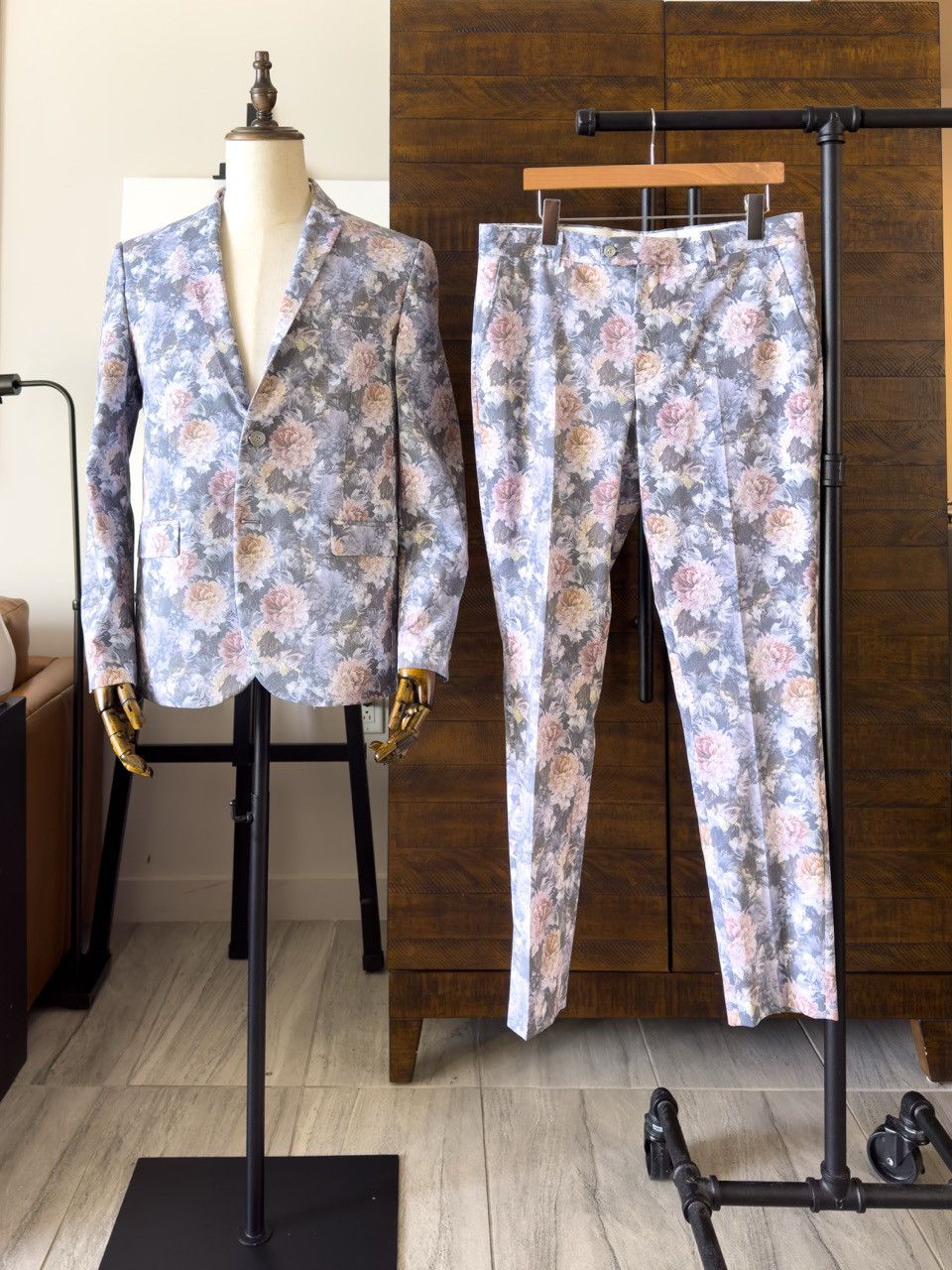 Boohoo boohooMAN Floral Print Skinny Fit Suit - 40R Size 40R - 5 Thumbnail