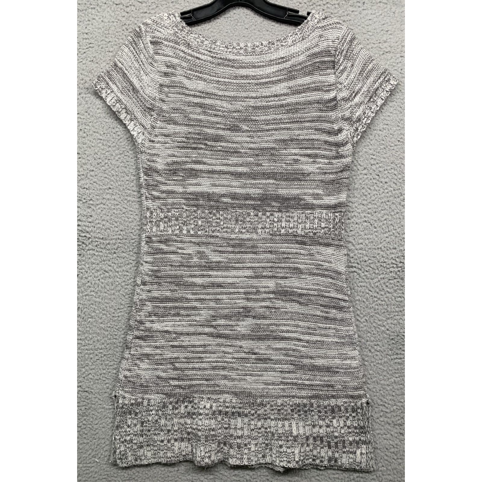 L.E.I. L.e.i. Junior Sweater Dress Short Sleeve Heather Gray 5" Split Hem Soft L Size L / US 10 / IT 46 - 5 Thumbnail