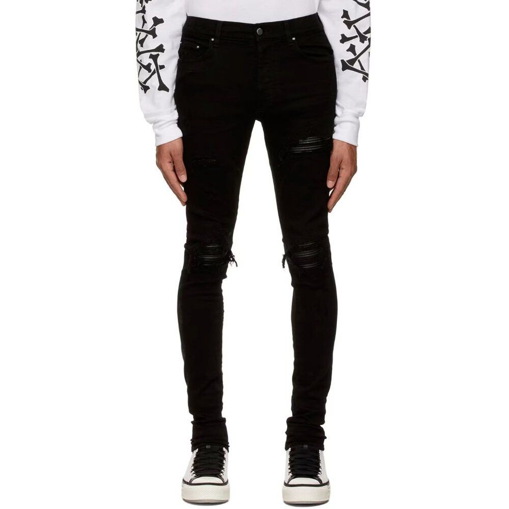 image of Amiri Mx1 Jeans 25 It 38 Xxs Black New Skinny Stretch Denim, Men's (Size 26)