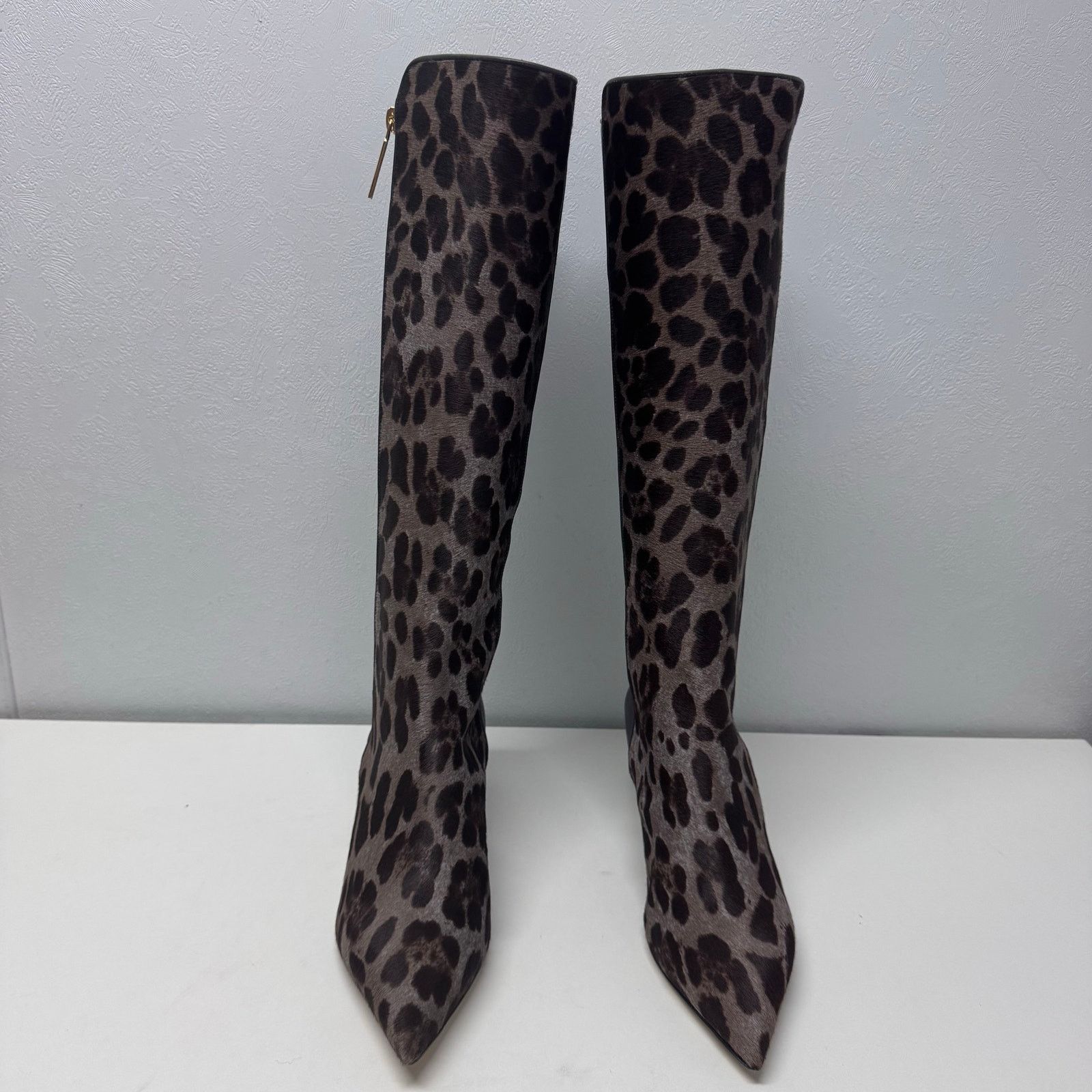Max Mara Max Mara Women's Leopard Heeled Knee Boots Leather Mobwife Size US 7 / IT 37 - 3 Thumbnail