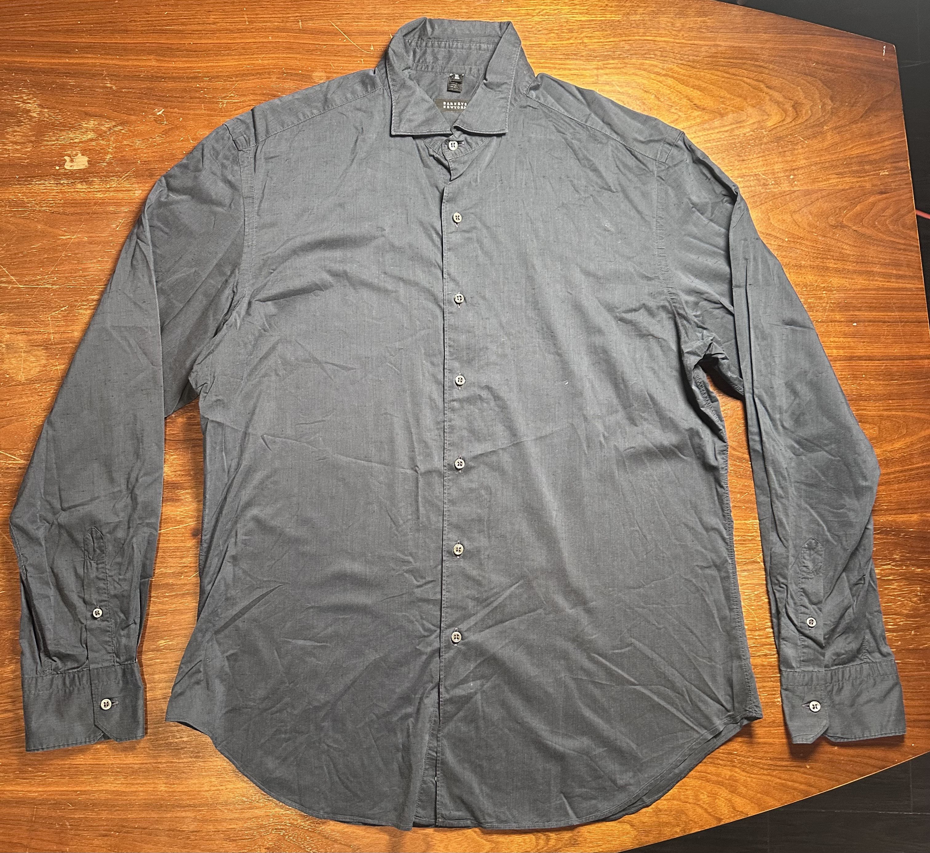 Barneys New York Barneys New York Silk Cotton Button Down Shirt Grey XL Size US XL / EU 56 / 4 - 1 Thumbnail
