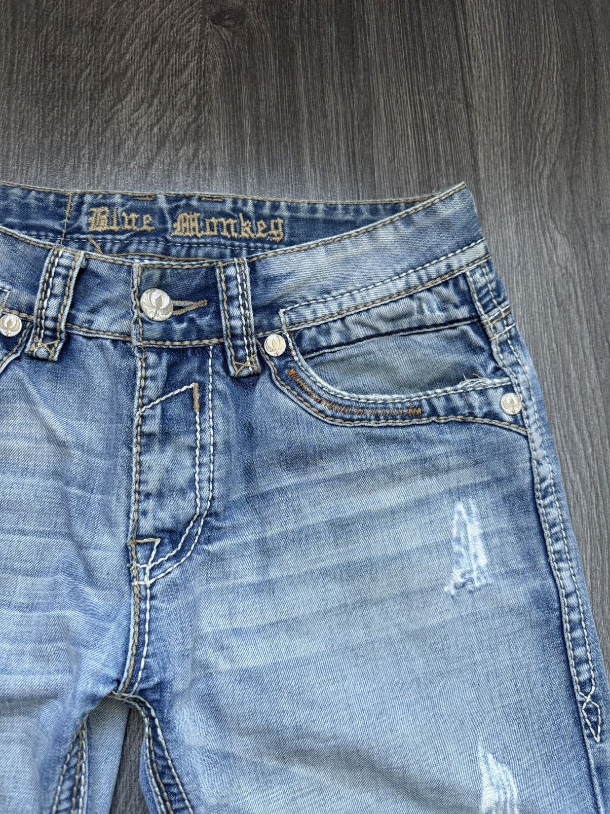 Japanese Brand × Vintage Y2K Avantgarde Ebroidered DENIM Jeans Size US 31 - 5 Thumbnail