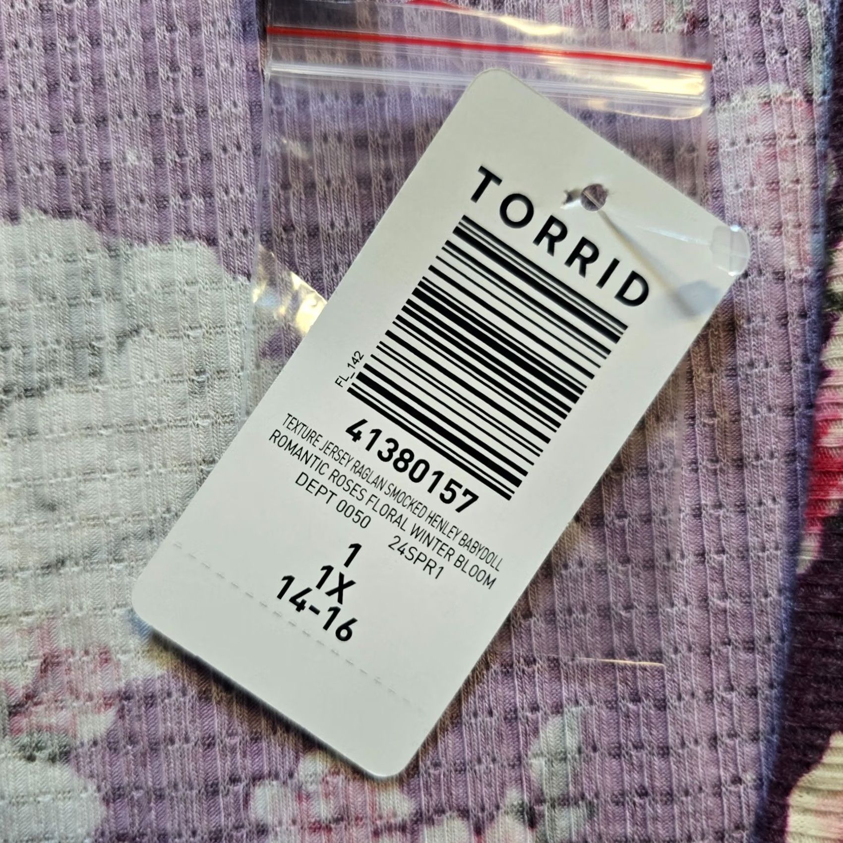 Torrid Torrid Top Womens Size 1X Purple Pink Floral A Line Shirred Soft Stretch Casual Shirt V-Neck Long Sleeve Polo Pullover Blouse Size XL / US 12-14 / IT 48-50 - 5 Thumbnail