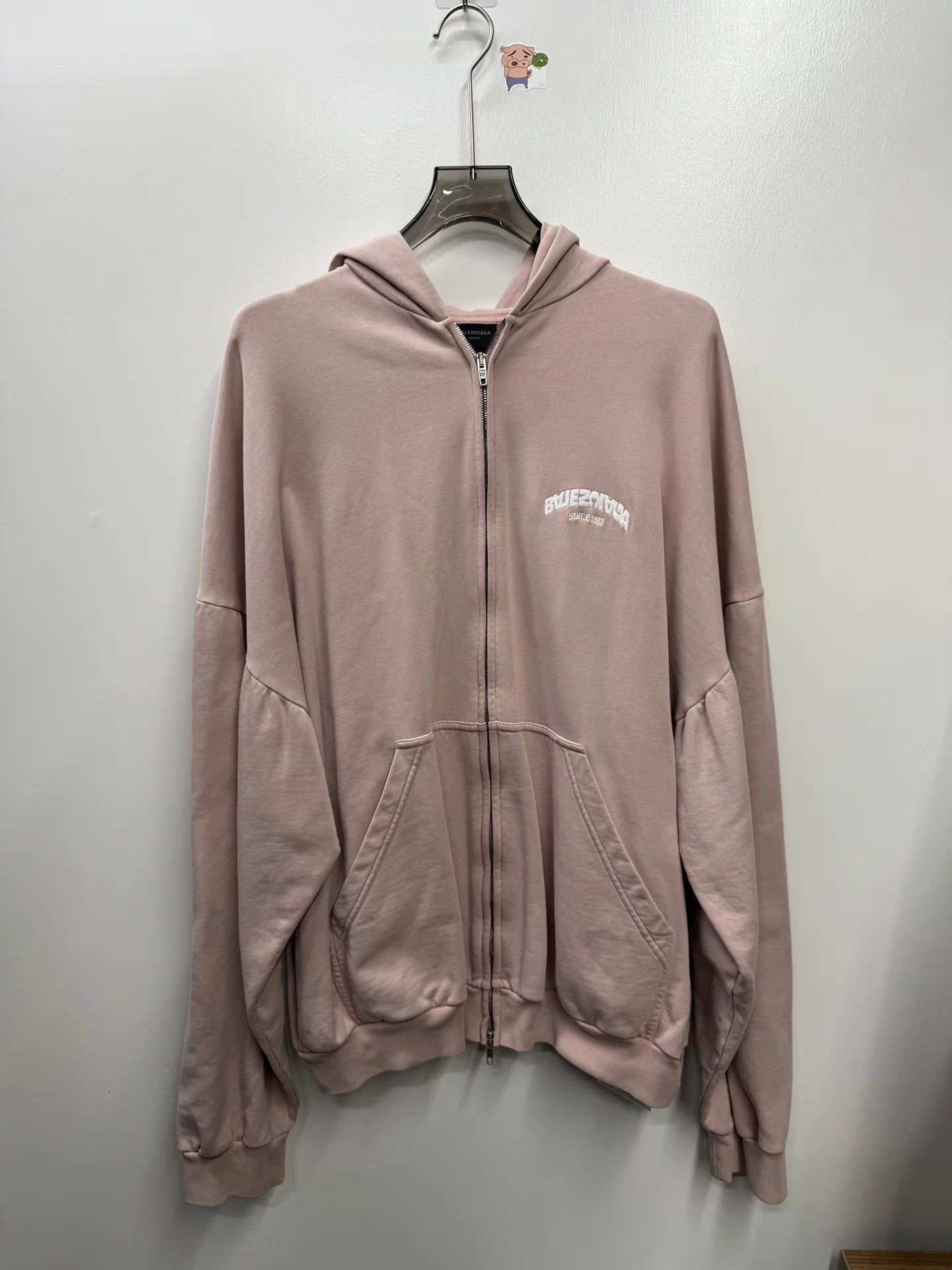 Balenciaga Balenciaga Women's Pink Zipper Hooded Oversized Sweatshirt Size XS / US 0-2 / IT 36-38 - 1 Thumbnail