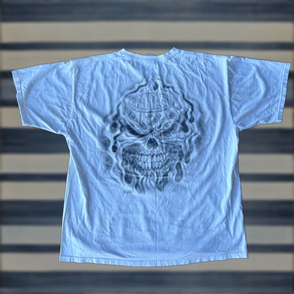Doublet VINTAGE NHRA T-Shirt XL White Crew Neck Short Sleeve Double-Sided Graphic Print 90s Y2k Flame Skull Racing Mens Size US XL / EU 56 / 4 - 1 Thumbnail