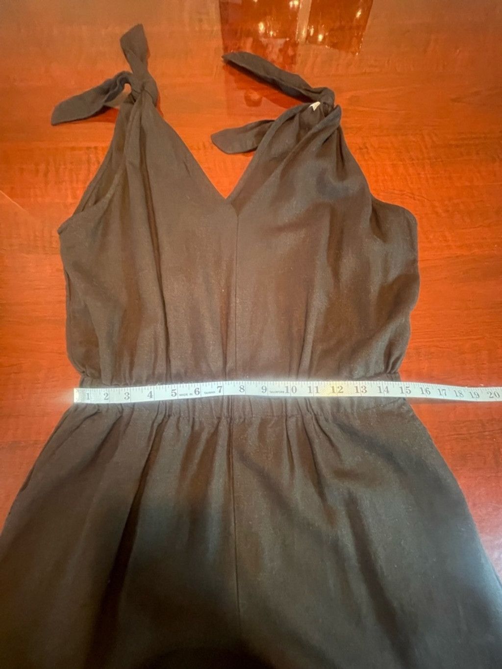 Other Heroes & Dreamers Black Linen Tie Shoulder Jumpsuit L Wide Size 33" - 4 Thumbnail
