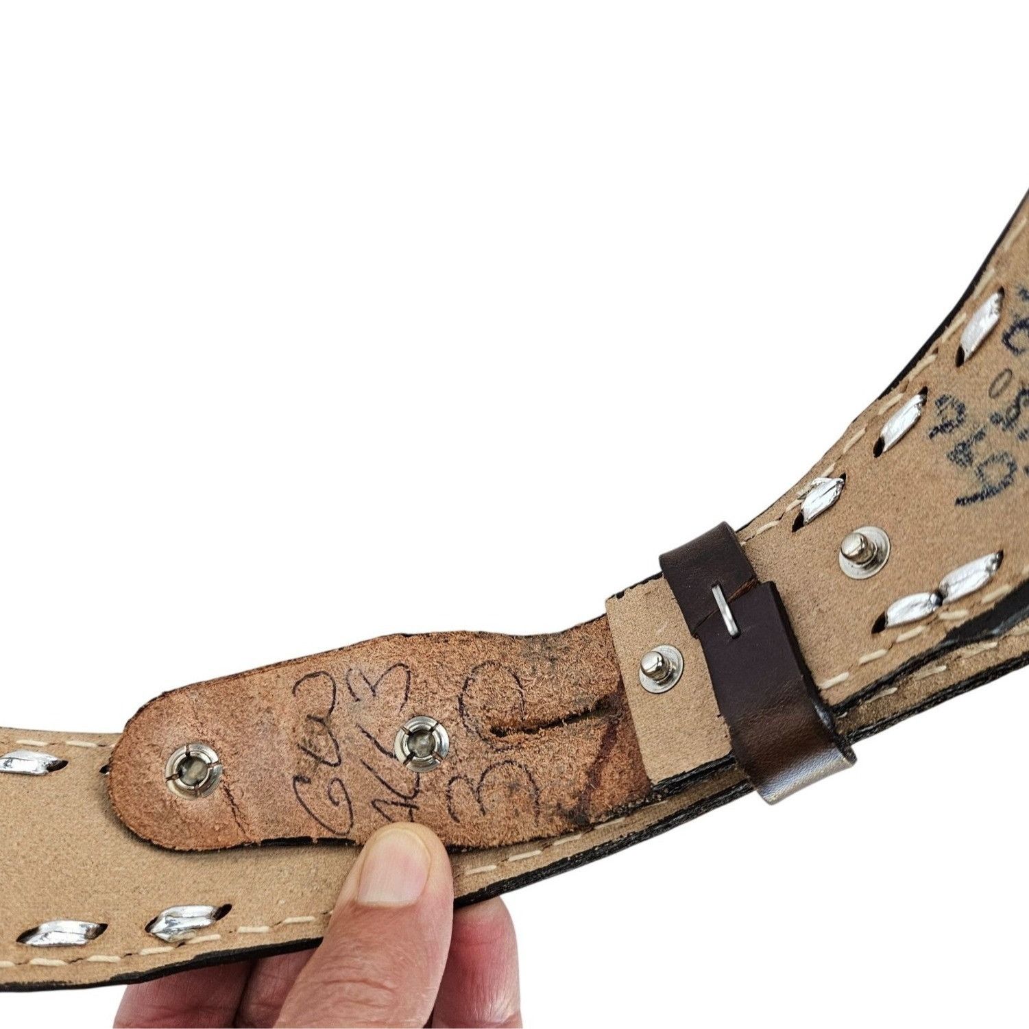 Handmade Vintage Tooled Leather Western Belt Cheryl USA 26 - 29 Waist Size ONE SIZE - 5 Thumbnail