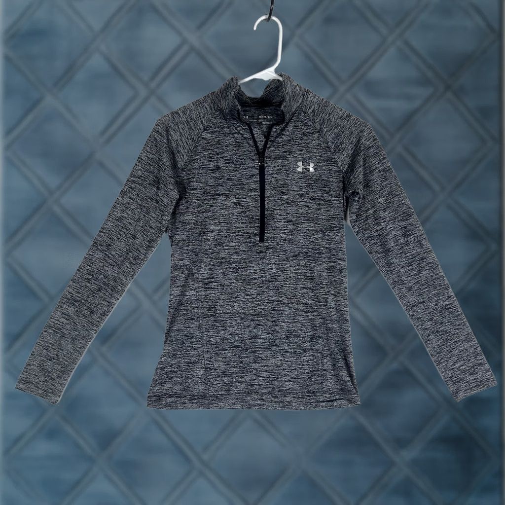 Under Armour Under Armour HeatGear 1/4 Zip Shirt Womens XS Gray Long Sleeve Run Gym Regular Fit Pullover Athletic Lightweight Breathable Sports Size XS / US 0-2 / IT 36-38 - 1 Thumbnail