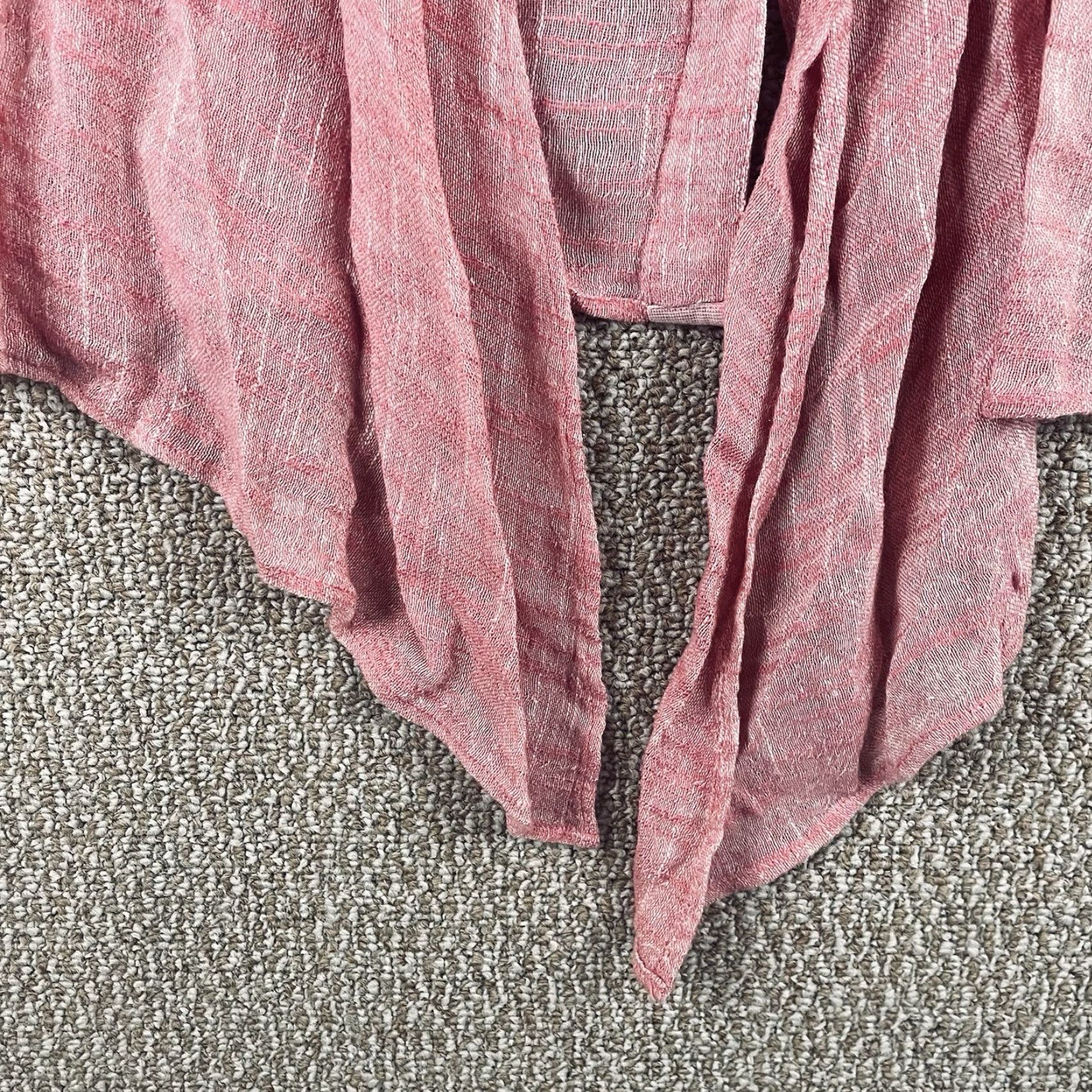 Vintage John Mark Cardigan Small Pink Linen Blend Open Front Lace 3/4 Sleeve Shawl Neckline Womens Cardigan 90s Bohemian Vintage No Size S / US 4 / IT 40 - 5 Thumbnail