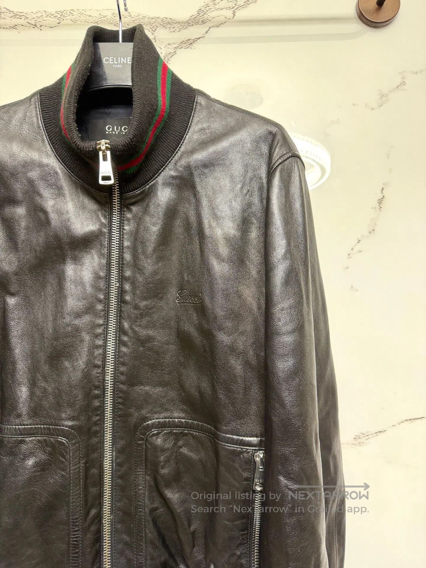 Gucci Gucci Red Green Striped Leather Jacket. Size US L / EU 52-54 / 3 - 2 Thumbnail