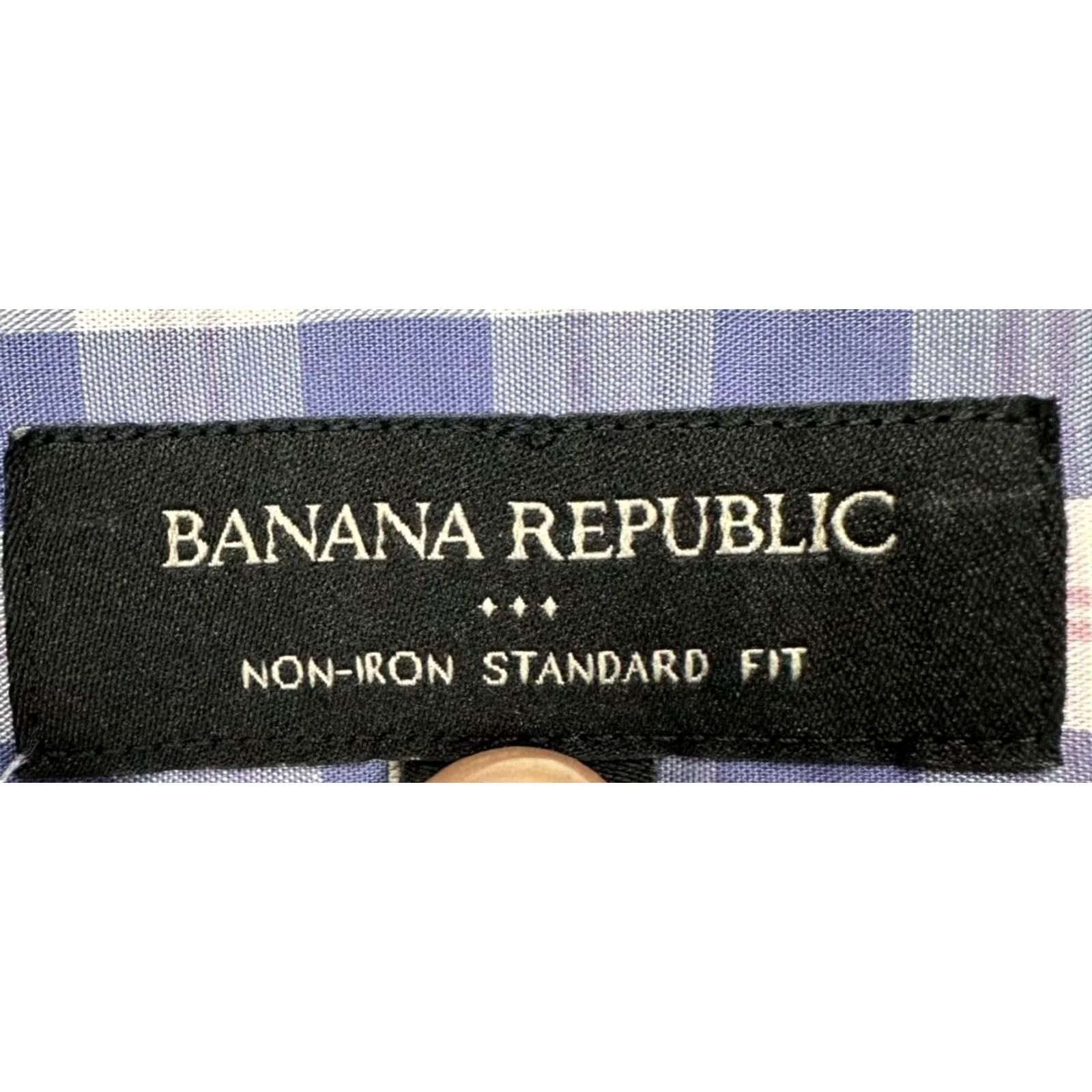 Banana Republic Banana Republic Shirt Adult Large 16-16.5 34-35 Purple Plaid Dress Button Up Men Size 42R - 5 Thumbnail